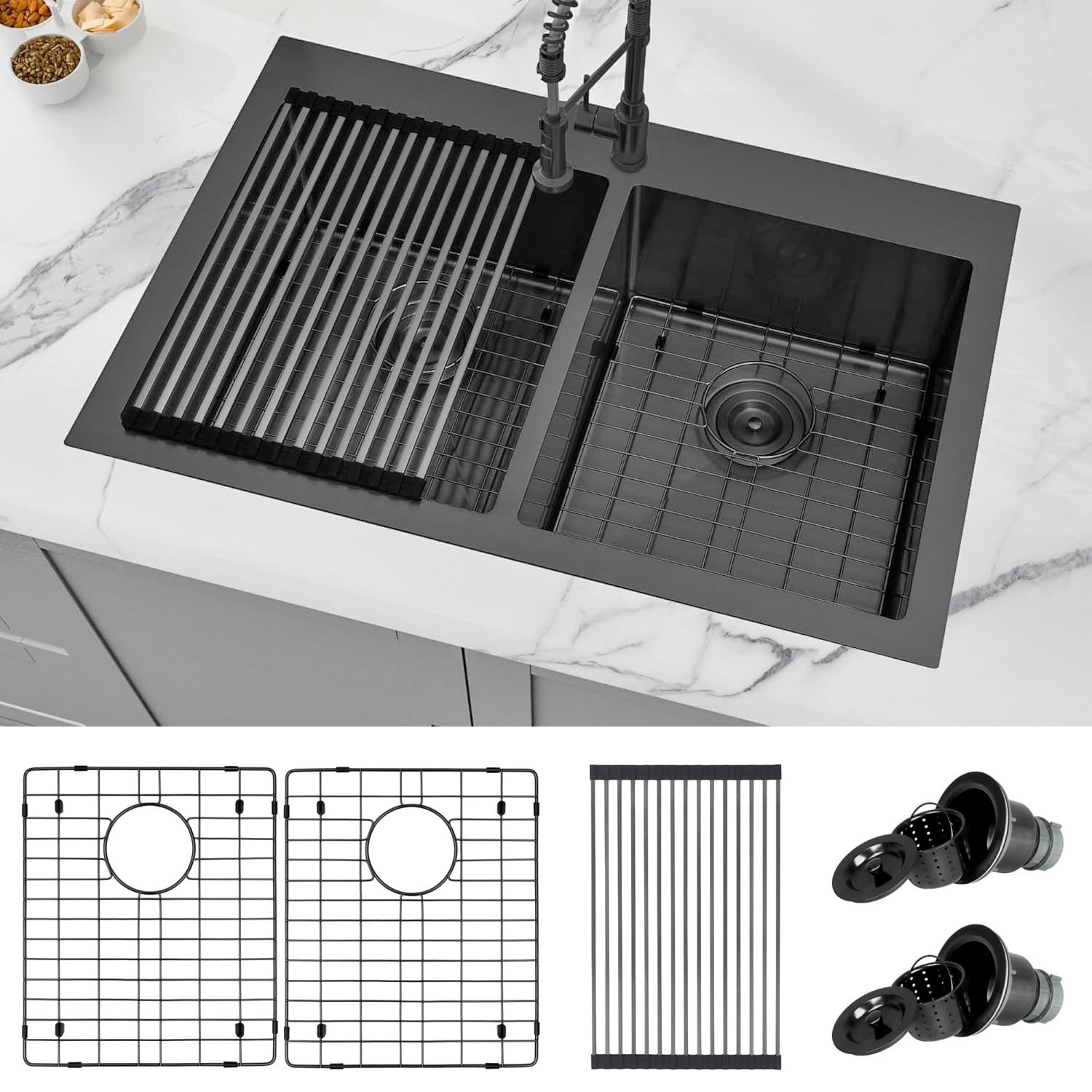 Zeesink Black Stainless Steel Kitchen Sink 33