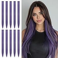 Vista 15 de SOFEIYAN Extensiones de cabello negro con clip, 10 unidades, extensiones de cabello negro de 22 pulgadas, extensiones de cabello sintético