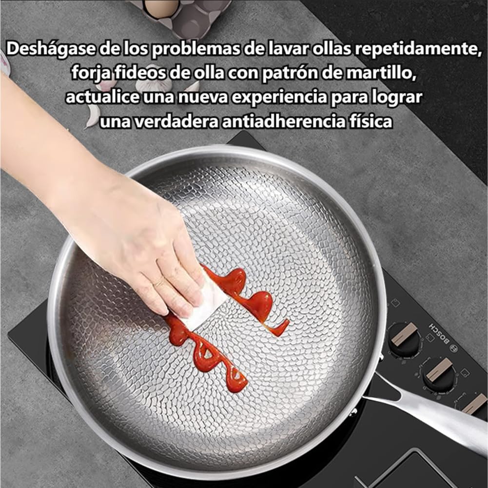 Sartén Titanio Puro, Sartén de Titanio Antiadherente Sin Tóxicos 20-30 cm, Ultraduradera Sartenes de Titanios Inducción, Base Martillada con Tapa para Todo Tipo de Cocinas (20cm Versión mejorada)