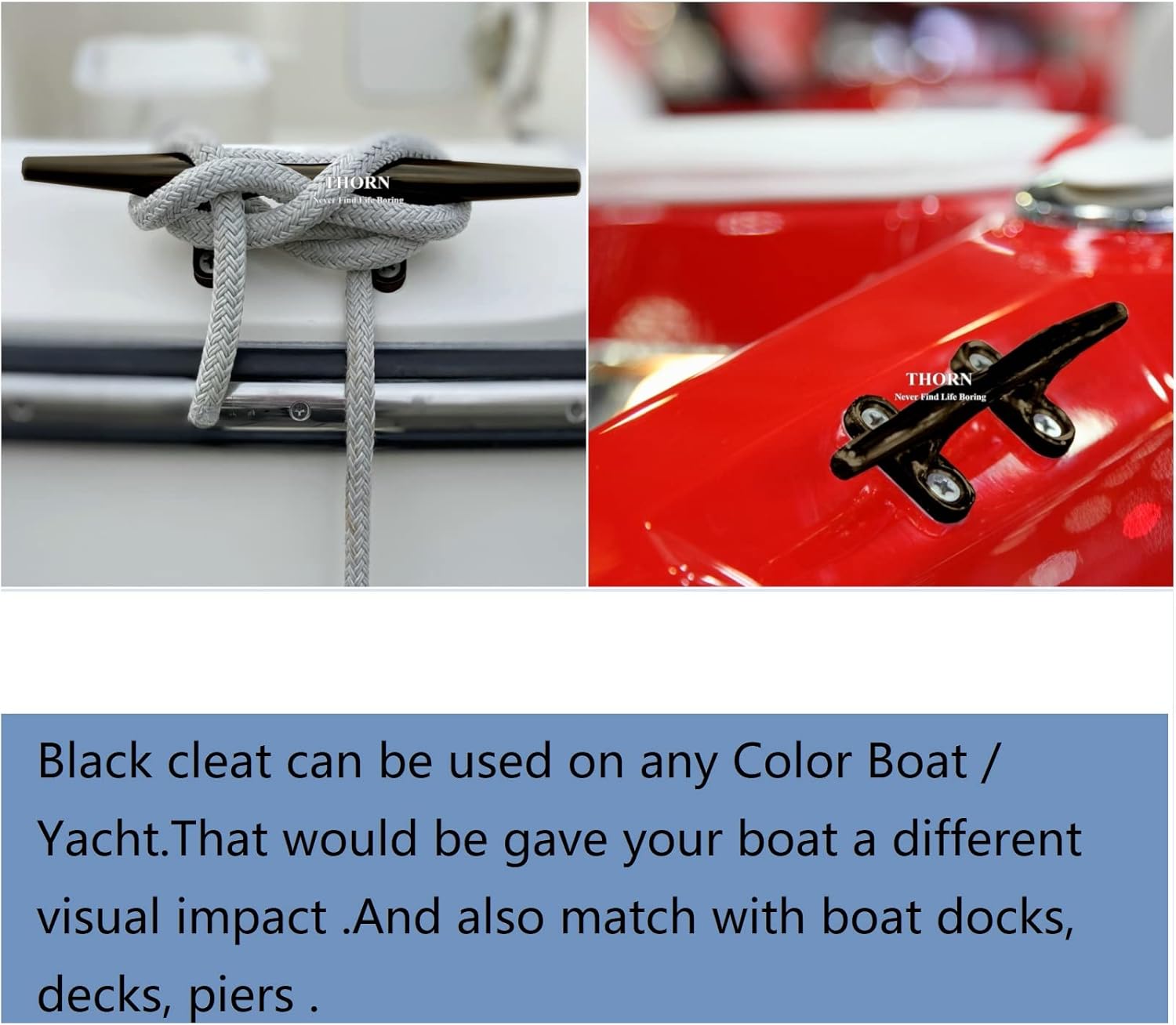 Thorn Boat Dock Cleat -4in 5in 6in 8in 316 Marine Grade Stainless Steel Open Base Design with Mounting Hardware | Heavy-Duty Mooring Cleat for Boats, Pontoons & Docks