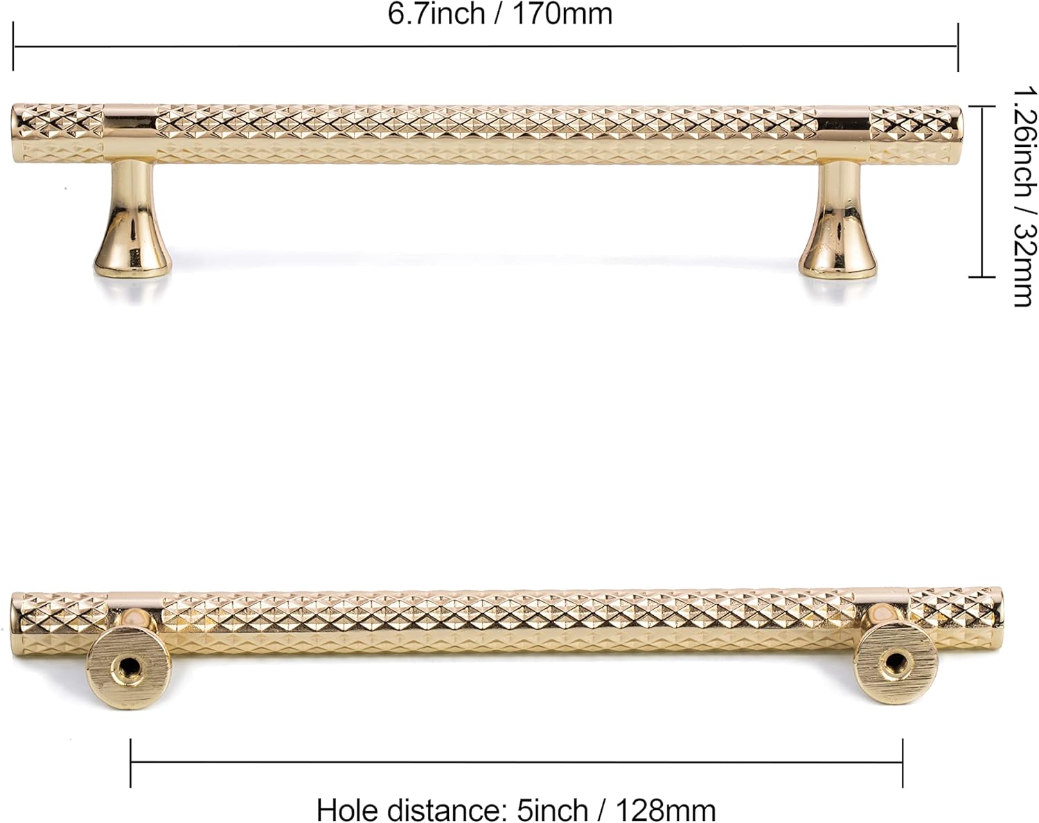 5Inch Gold Cabinet Pulls, 6 Pack Drawer Pulls, Brushed Gold Cabinet Handles, Solid Brass Kitchen Pulls, Zinc Alloy