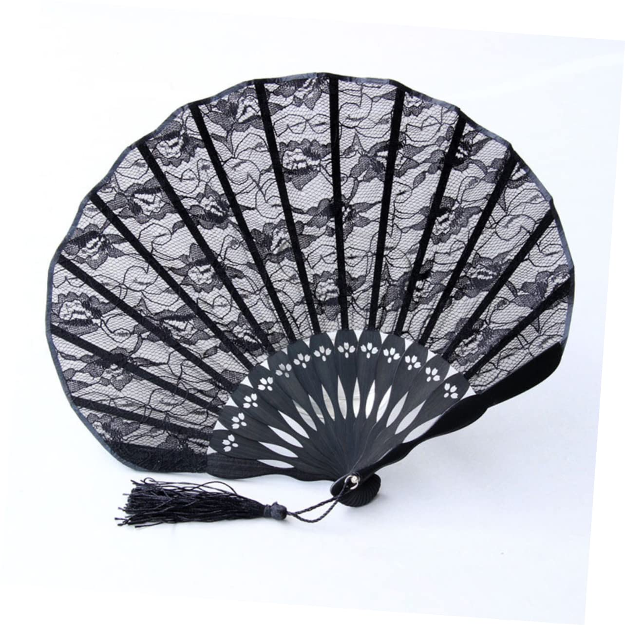 6stücke Handgemachte Spitzen-fächer Design Retro Faltventilatoren Für Damen Und Mädchen Elegante Party- Für Hochzeiten Und Tanzveranstaltungen Schwarz Mit Spitze