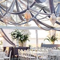 Vista 26 de Ivory Ceiling Drapes 6 Panels 5ftx10ft Wedding Arch Draping Fabric Chiffon Wedding Drapes Curtain Decorations with Rod Pocket