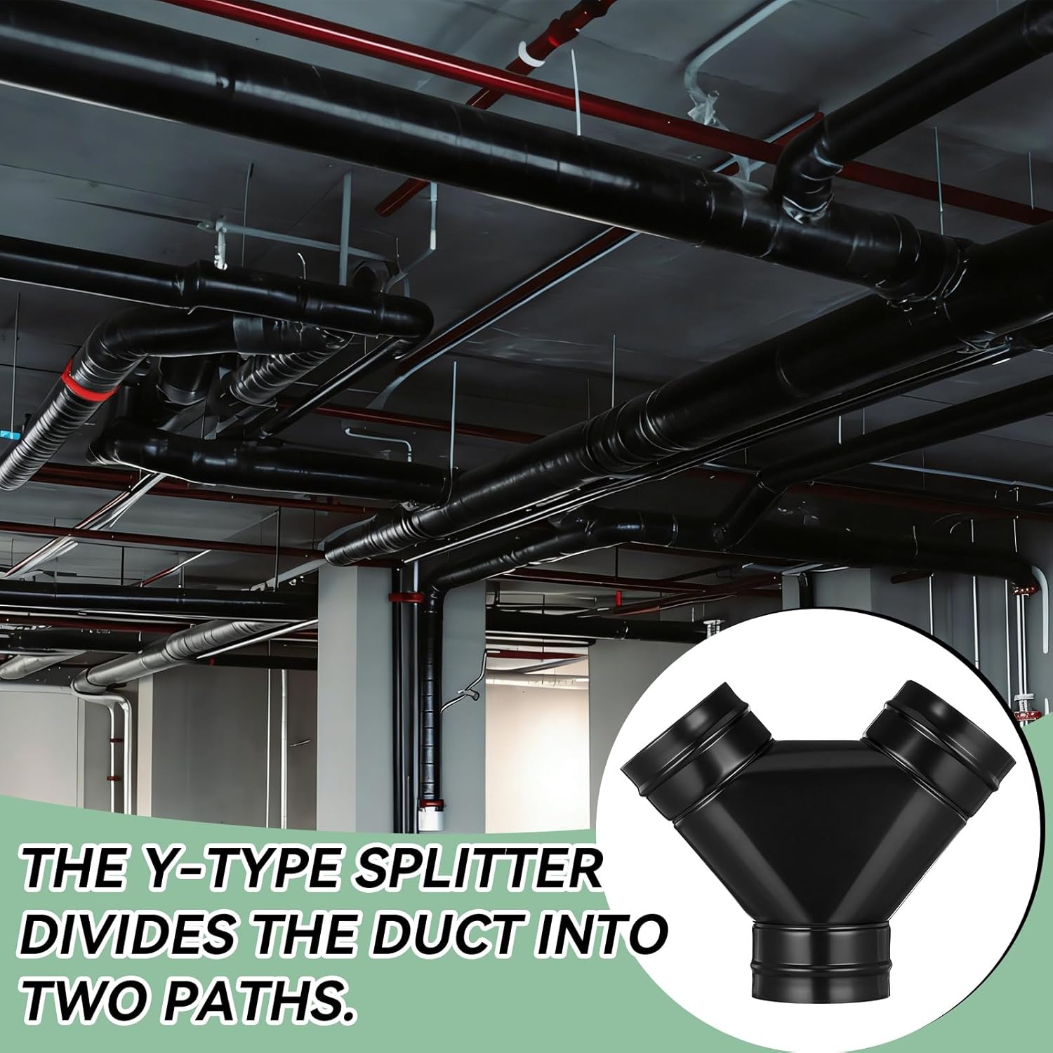 Landhoow 3 Way Duct Splitter Exhaust Pipe Splitter Y Connector for Indoor Growing Tents Dryer Vent Hoses Durable HVAC Fitting for Efficient Airflow Distribution Black (4" X 4" X 4")