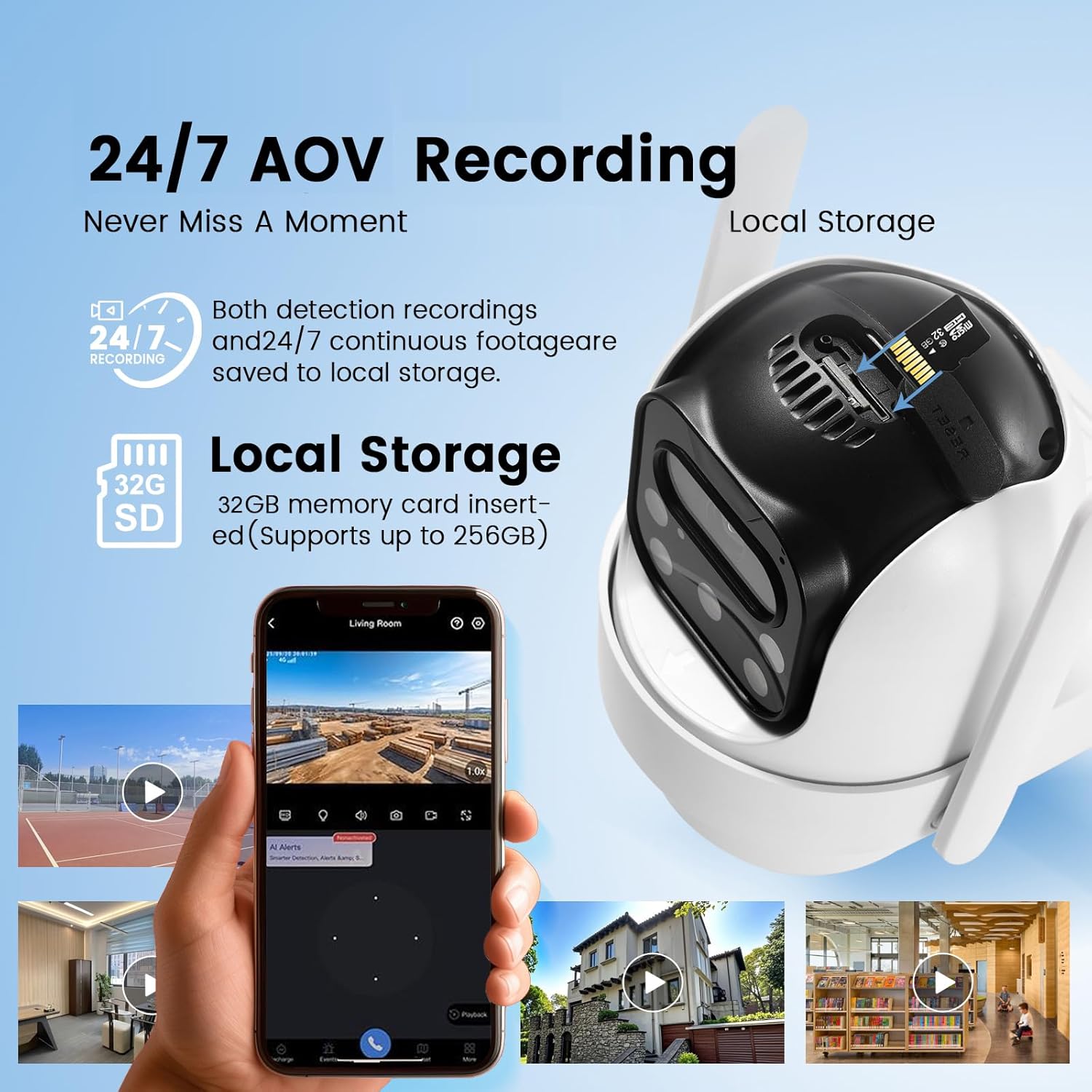 4G Cellular Data AOV Security Camera Wireless Outdoor, Solar Powered, 24/7 Recording, No WiFi Required, for Home Security