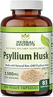 Vista 4 de Herbal Secrets Suplemento de cáscara de psyllium 500 mg por porción 500 cápsulas vegetales Sin OMG Sin gluten Fabricado en Estados Unidos