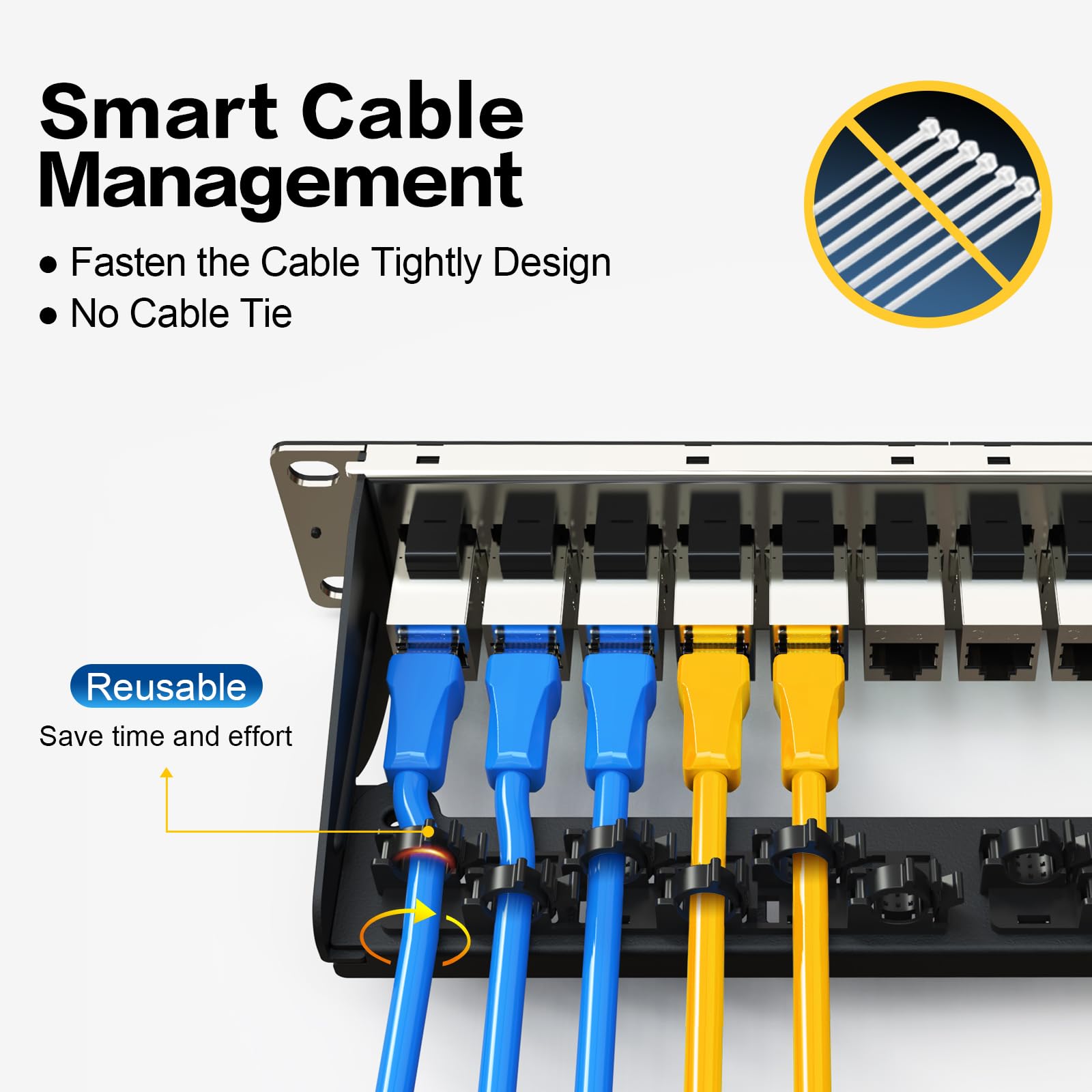 Panneau de brassage 12 ports avec 12 prises Cat6 Keystone 10G avec barre arrière amovible Panneau de brassage réseau 1U 25,4 cm pour Cat6, Cat5e, Cat5 (CAT6, 1U12Port)