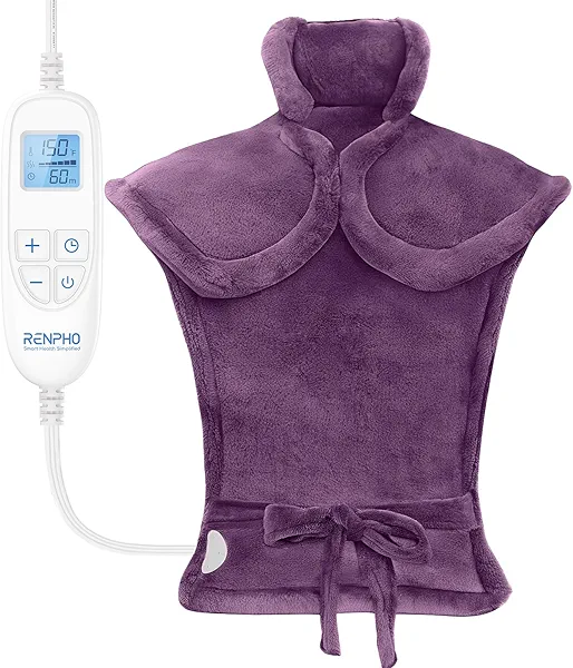 RENPHO Heating Pad for Neck and Shoulders and Back Pain Relief, Birthday Christmas Gifts for Men Women Mom Wife Seniors, FSA Eligible Items, Electric Heat Pad, ETL Certified, 24"x33", Purple