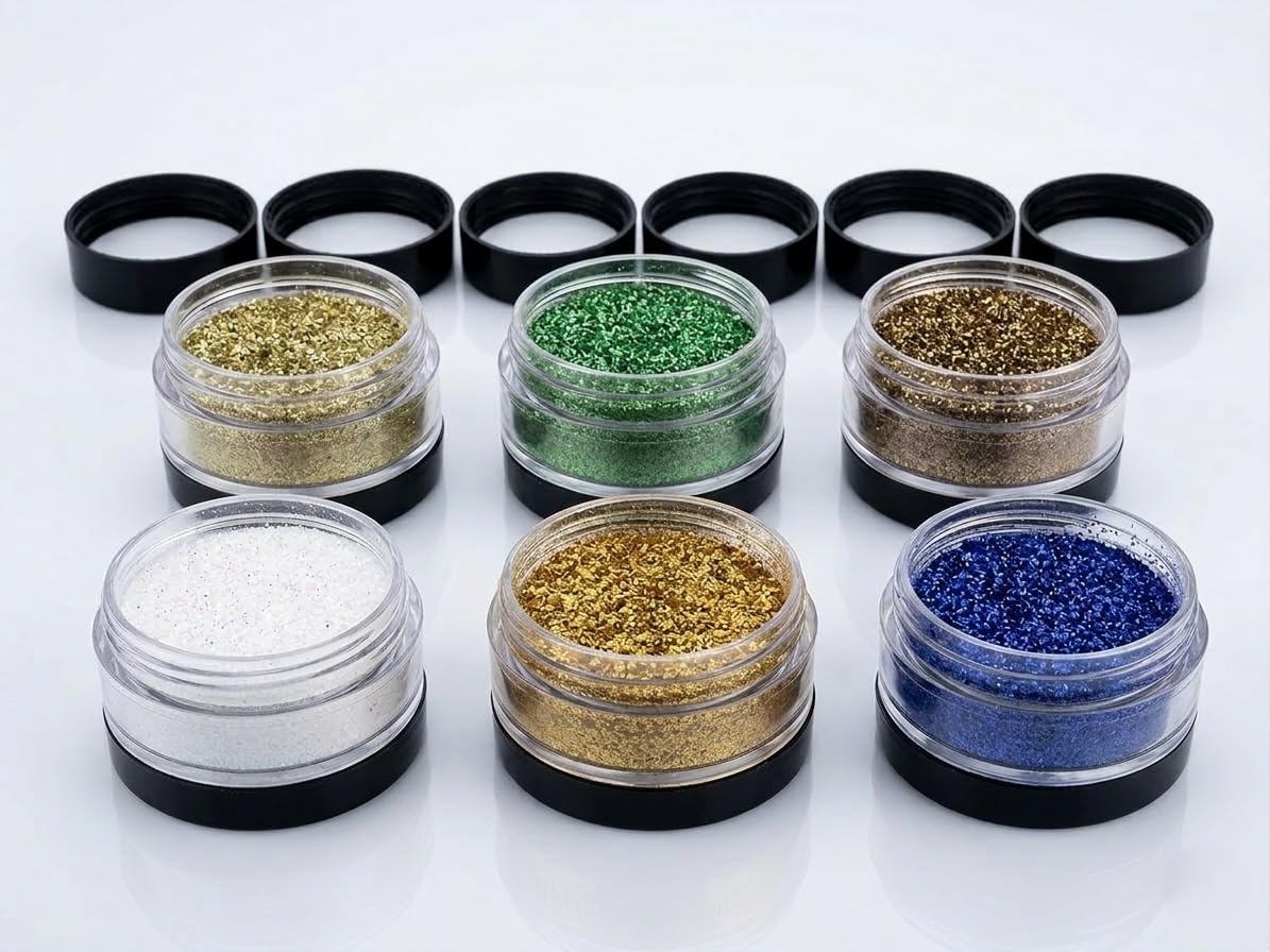 6-Piece Multi-Color Loose Glitter Set – Sparkling Metallic Shimmer Dust for Eyeshadow, Face, Body & Nail Art – High-Intensity Reflective Pigment Pots for Festivals, Weddings & DIY Crafts-image-34