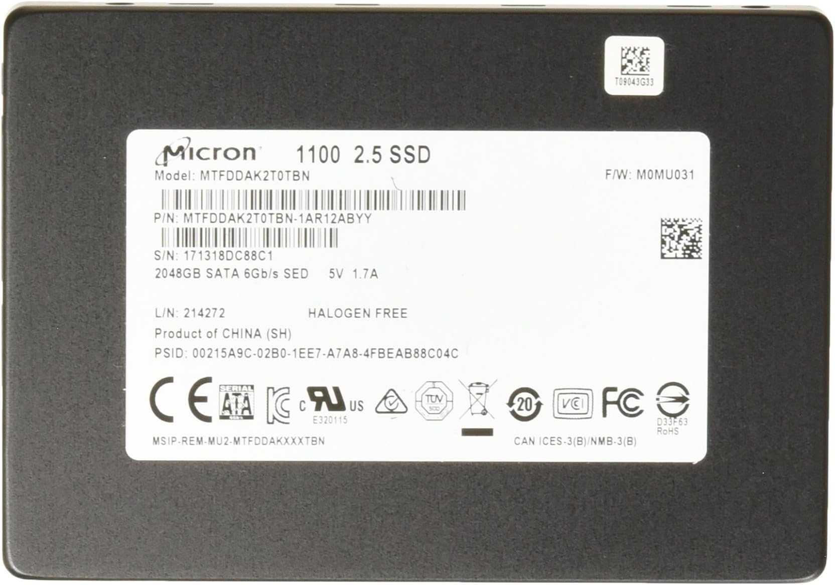 Micron 1100 2 TB 2.5インチ 内蔵SSD