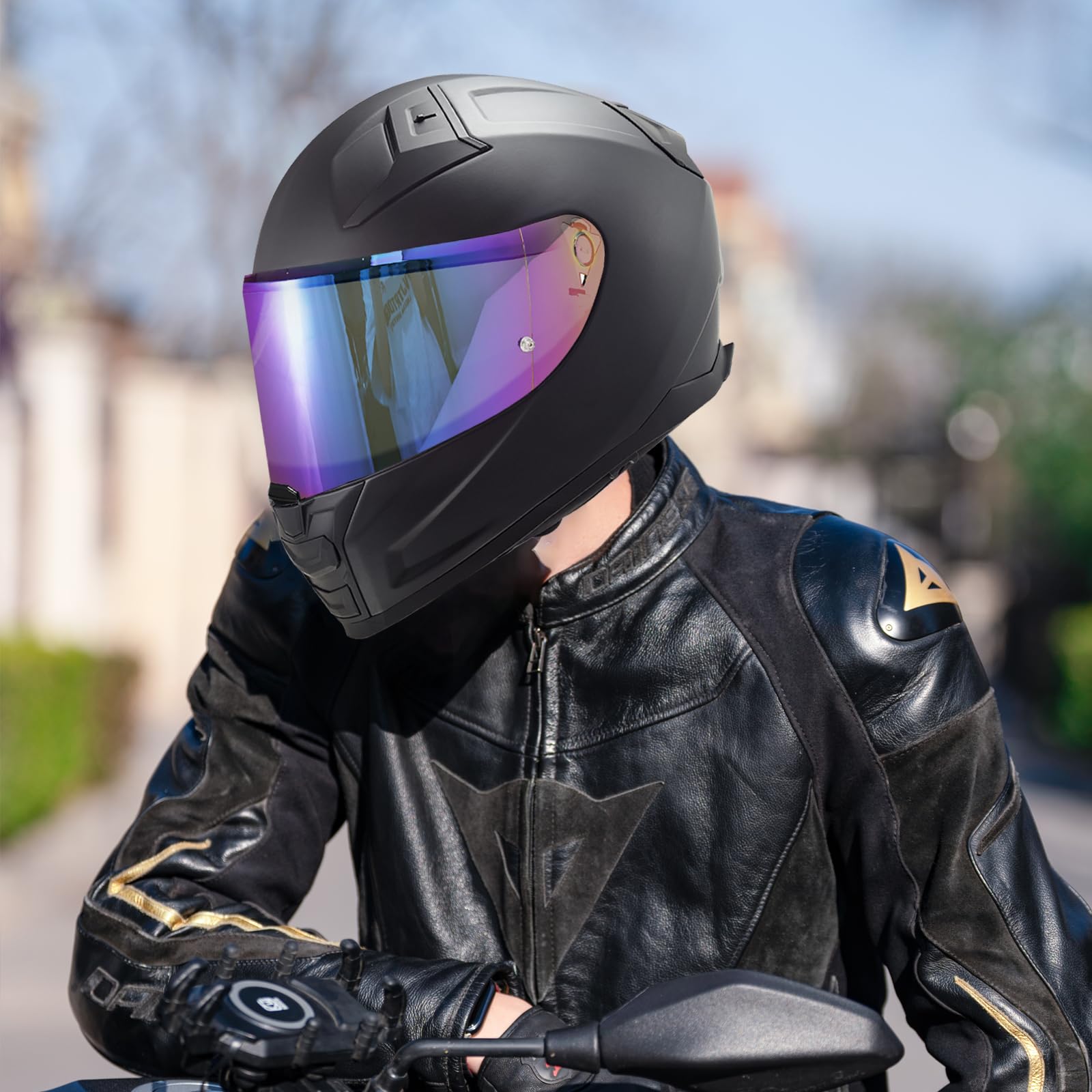 VCOROS Motorradhelm Visier,Motorrad Windschutz Helm Objektiv Visier,Helmvisier für FF811/VECTOR II/Citation II,Vollgesichts Helmlinsenvisier Motorradhelm Zube (Regenbogen)