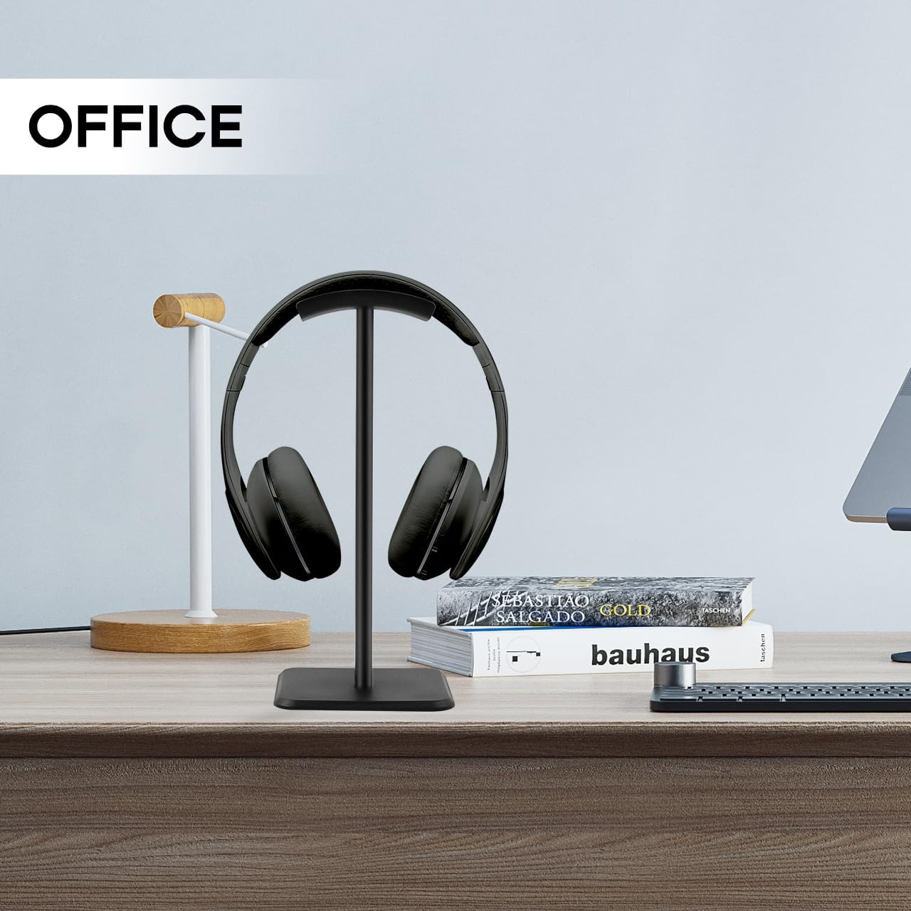 JIKIOU Headphone Stand Gaming Headset Holder Universal Aluminum Metal Headphones Holder Hanger with Aluminum Supporting Bar Flexible Headrest ABS Solid Base for All Headphone 2 Pack (Black) - Image 7