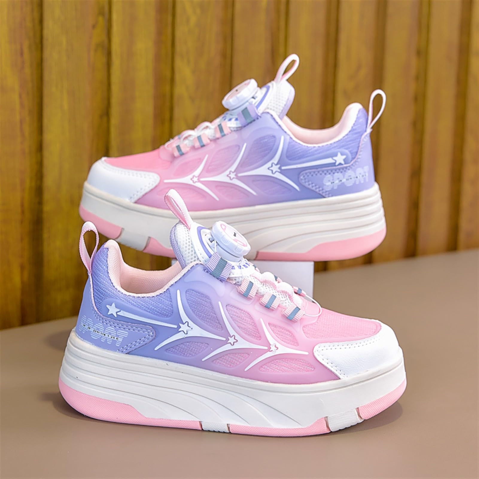 Schuhe mit Rollen für Kinder 2-in-1 Rollschuhe für Jungen Mädchen, Turnschuhe mit 4 versenkbaren Rollen, verstellbare Outdoor-Skate- und Sneakerschuhe