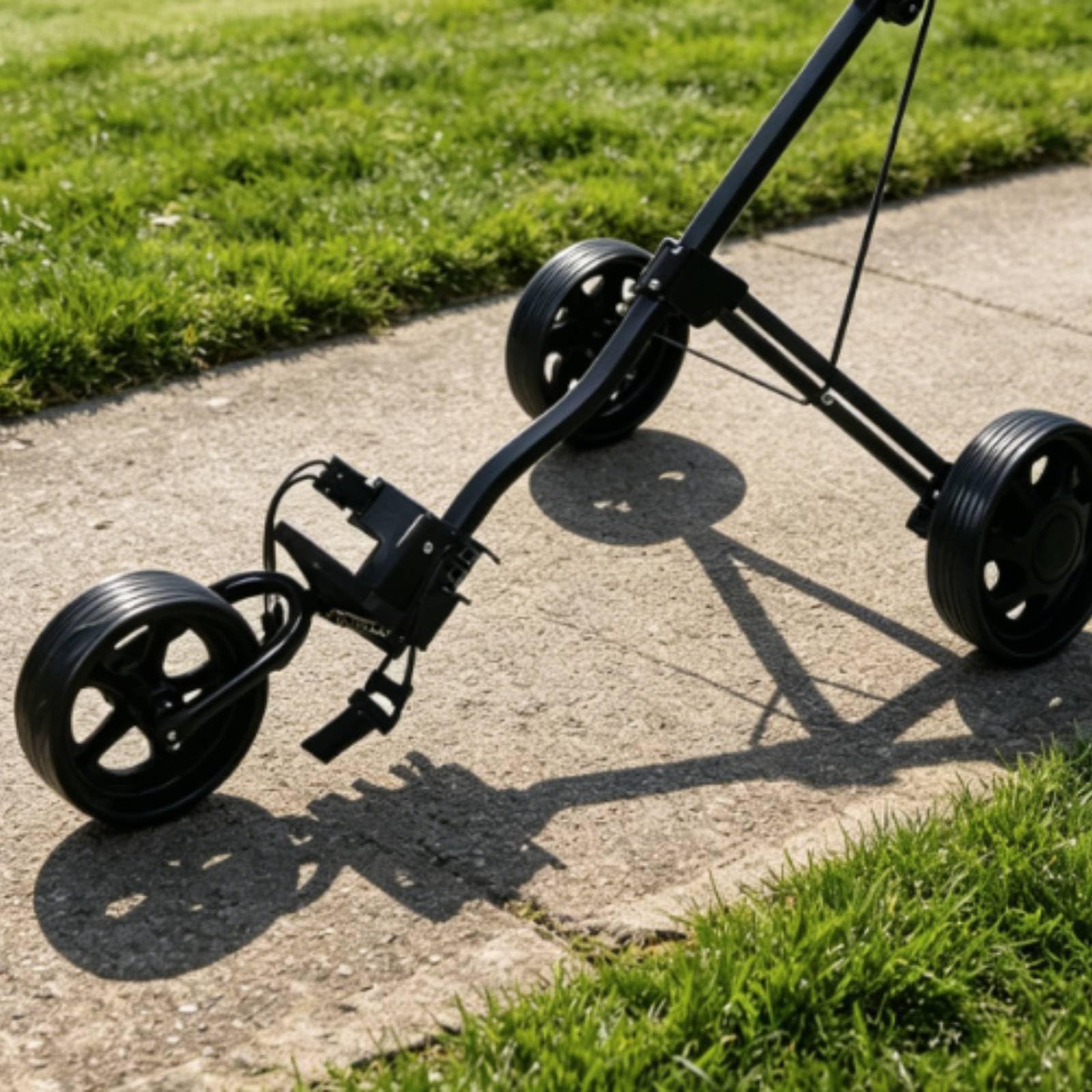 Carrello da Golf Pieghevole Carrello Spinta Trolley Golf Tre Ruote Design Compatto Ruote Resistenti di Freno Adatto per Gare Campo Pratica Percorsi, Nero