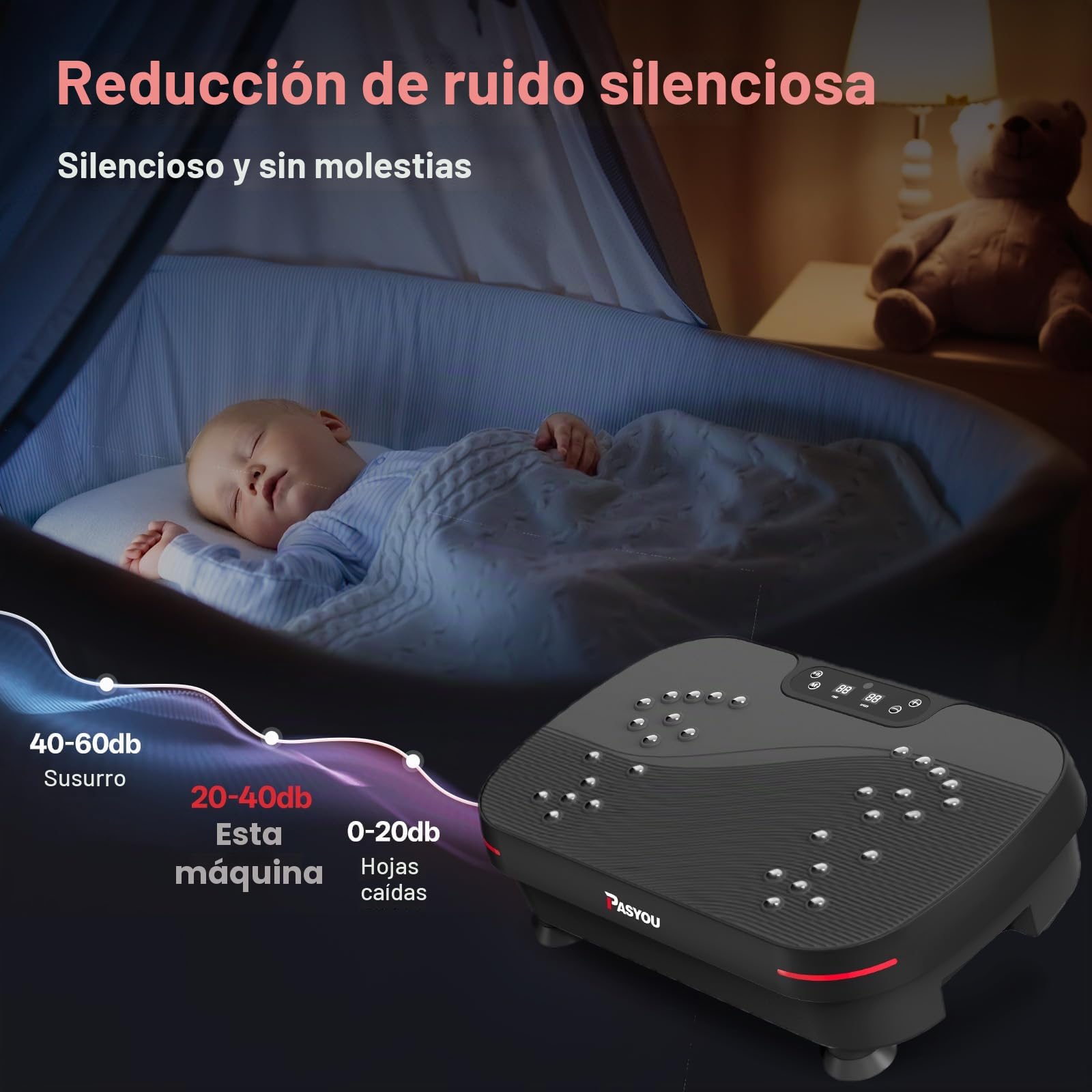 PASYOU Plataforma Vibratoria con 99 Niveles de Intensidad, Placa Vibratoria Oscilante Antideslizante con 2 Bandas Resistencia y Control Remoto, Máquina de Fitness para Entrenamiento de Cuerpo Completo