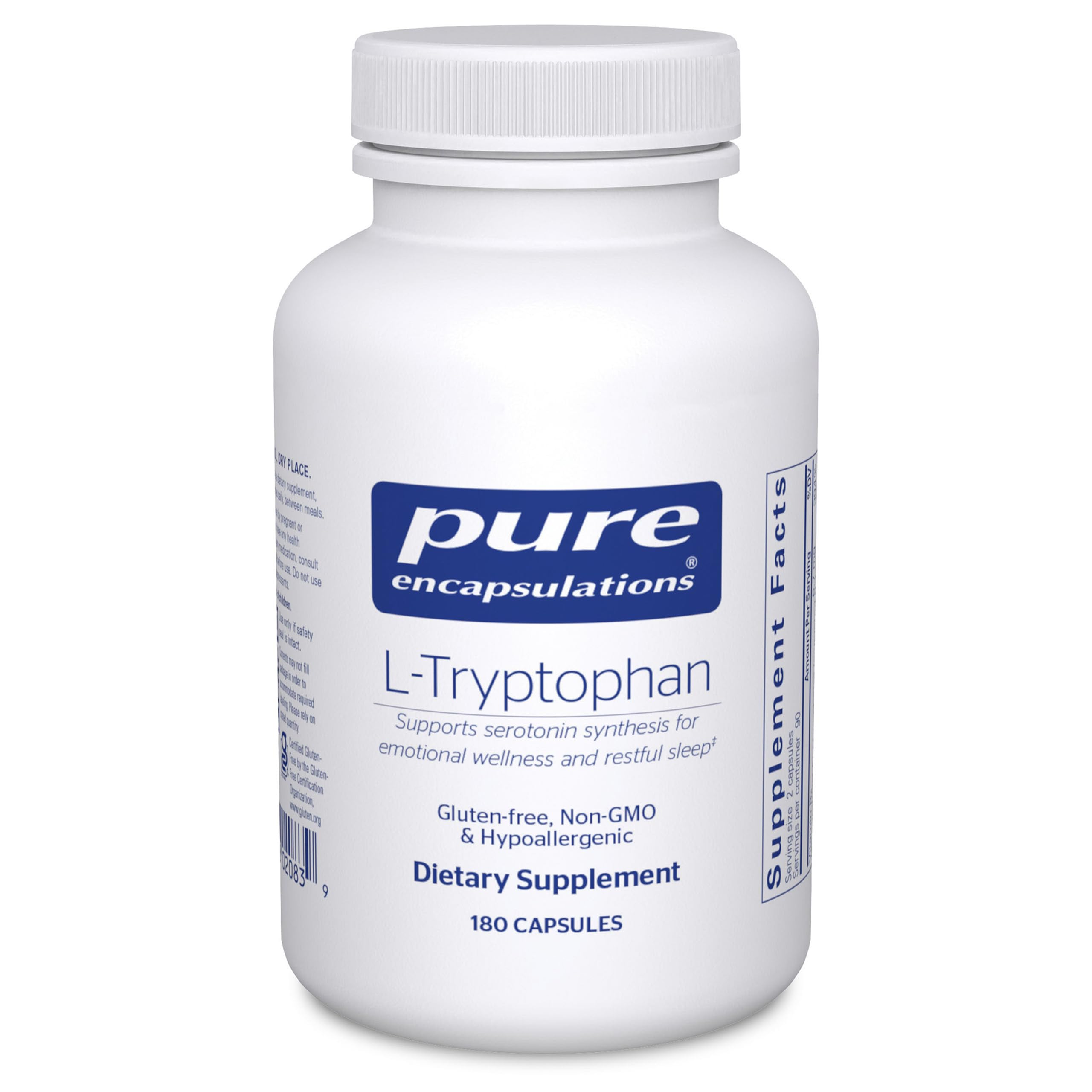 Pure Encapsulations L-Tryptophan | Amino Acid Supplement for Relaxation, Serotonin Support, PMS, and Sleep* | 180 Capsules