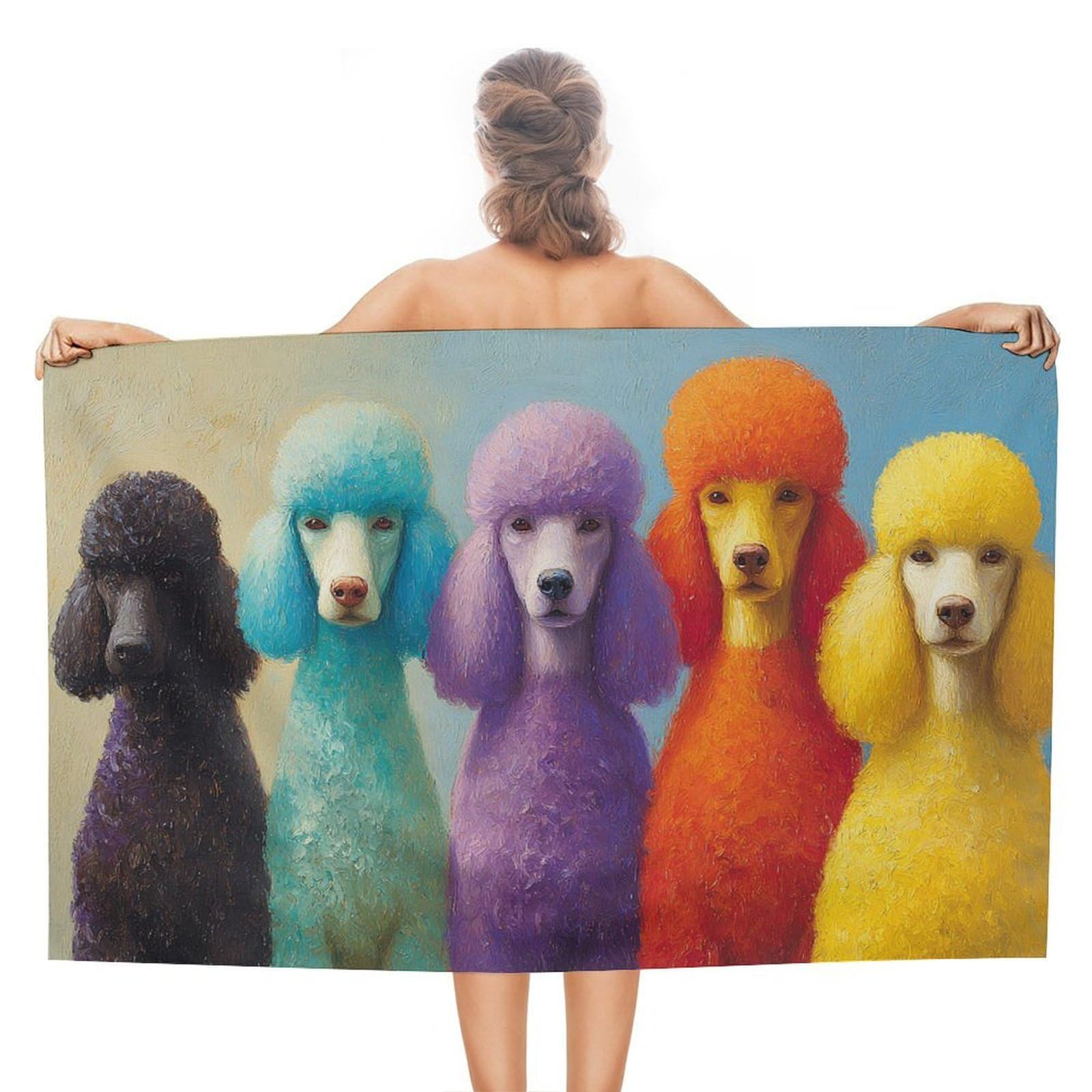 asbwuo Group of Five Poodles Beach Towel