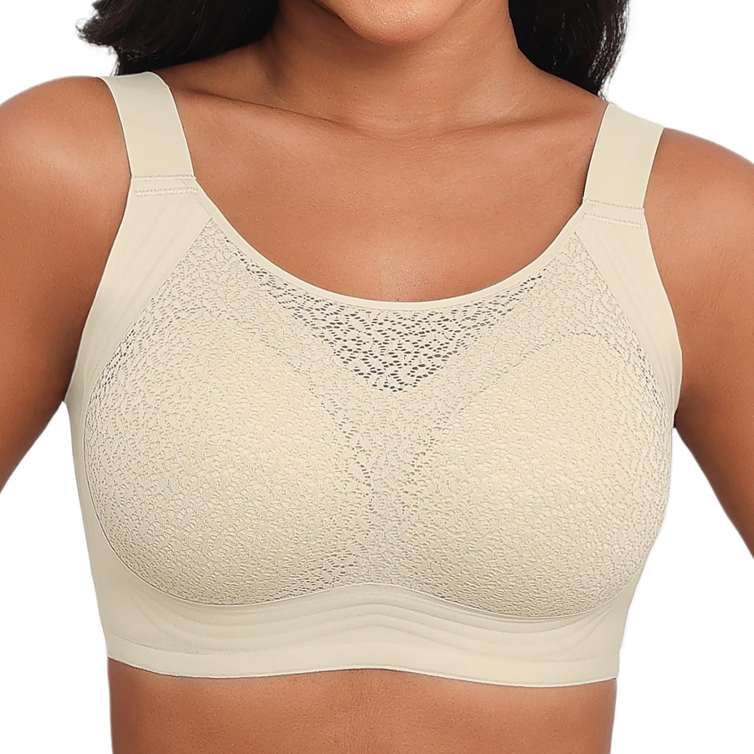 Lace Women's Seamless No Underwire Bra Soft Wireless Comfort Bralettes Full Coverage Bralette Everyday T-Shirt Bra