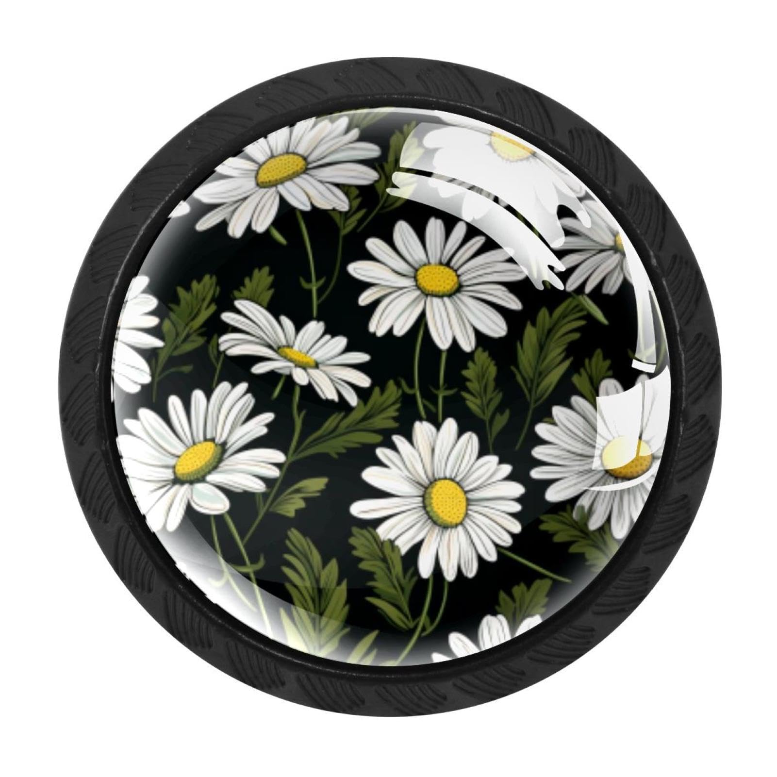 CHENZZZZ 4 Pack Black Daisy Kitchen Handles, Cabinet Pulls Hardware for Cupboard Drawer Knobs Dresser Pulls