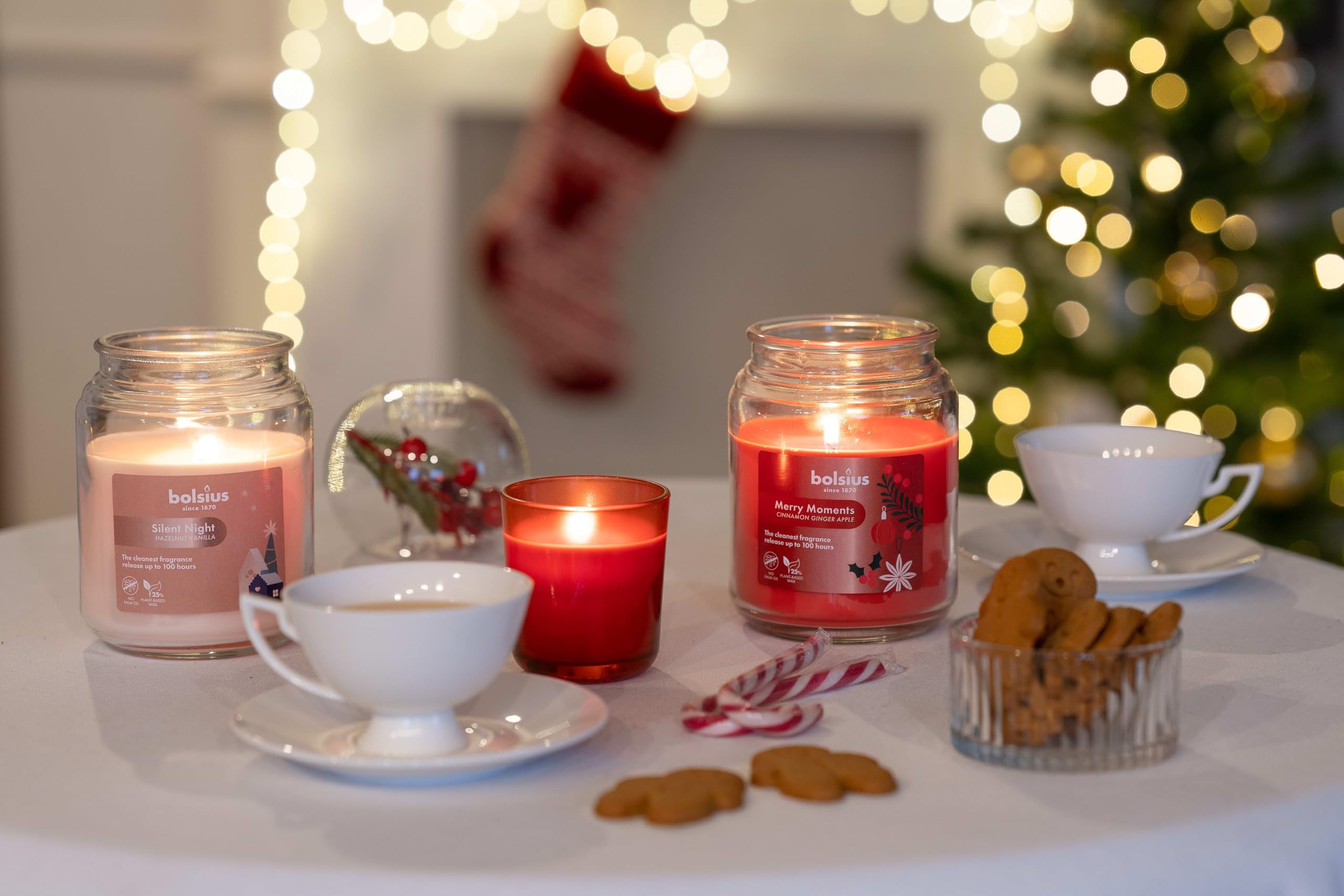 Bolsius - Merry Moments - Vela perfumada - Duración de combustión de 100 horas - Extractos naturales - Contiene cera vegana - Sin aceite de palma