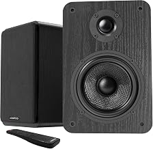 LONPOO Bookshelf Speakers for Record Player,60W Bluetooth Turntable Speaker | Real Wooden Enclosure,DSP Enhanced Audio, 12mm Thick MDF, 1" Silk Tweeter,4" Carbon Woofer