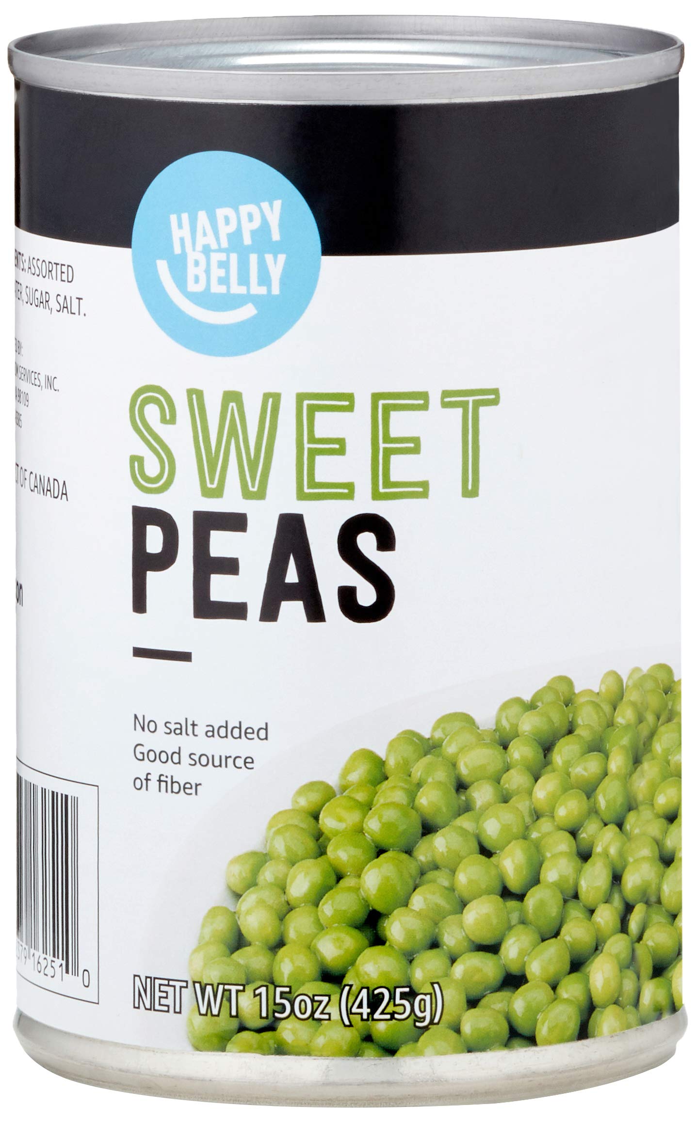 Amazon Brand - Happy Belly Sweet Peas, No Salt Added, 15 ounce (Pack of 1)