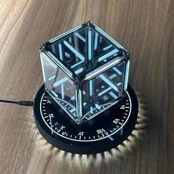 Infinity Hypercube Led Light, Hypercube Ornament, 360 ° Free Rotation, Suspended Height Of 1.5 Cm, Hypercube Ornament, Breaks Soothes, for Tech Enthusiasts