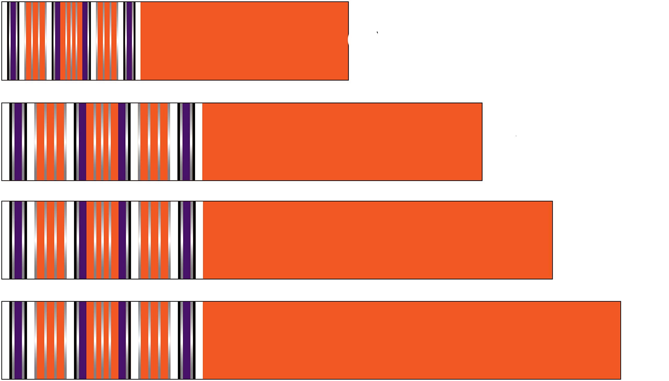 White Water Archery Laminated Orange Background Purple Stripe Traditional 18 Crest Arrow Wraps 15 pk Choose Length Width (9, 1.4)