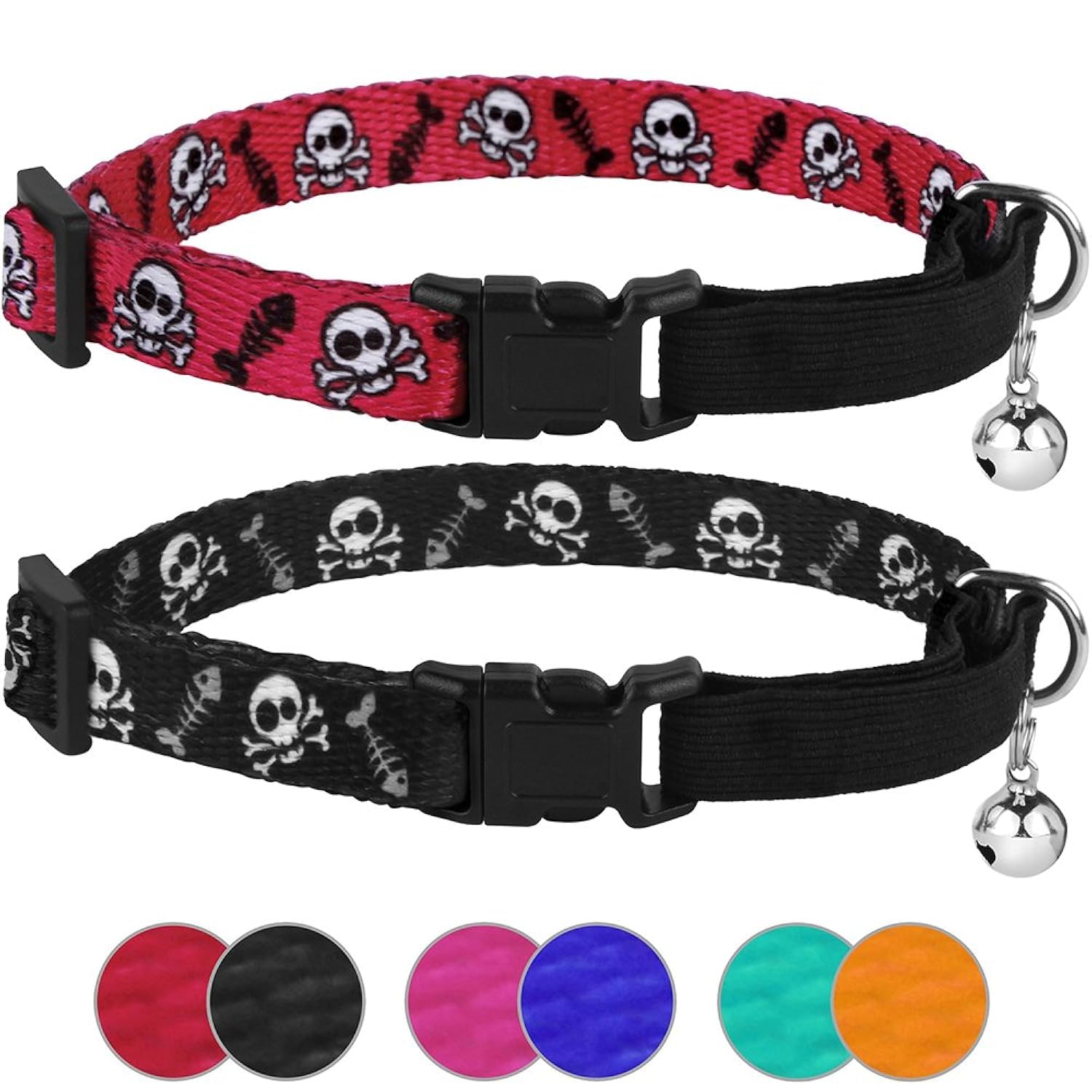 Collar para gato negro ajustable con campana y correa de seguridad 8
