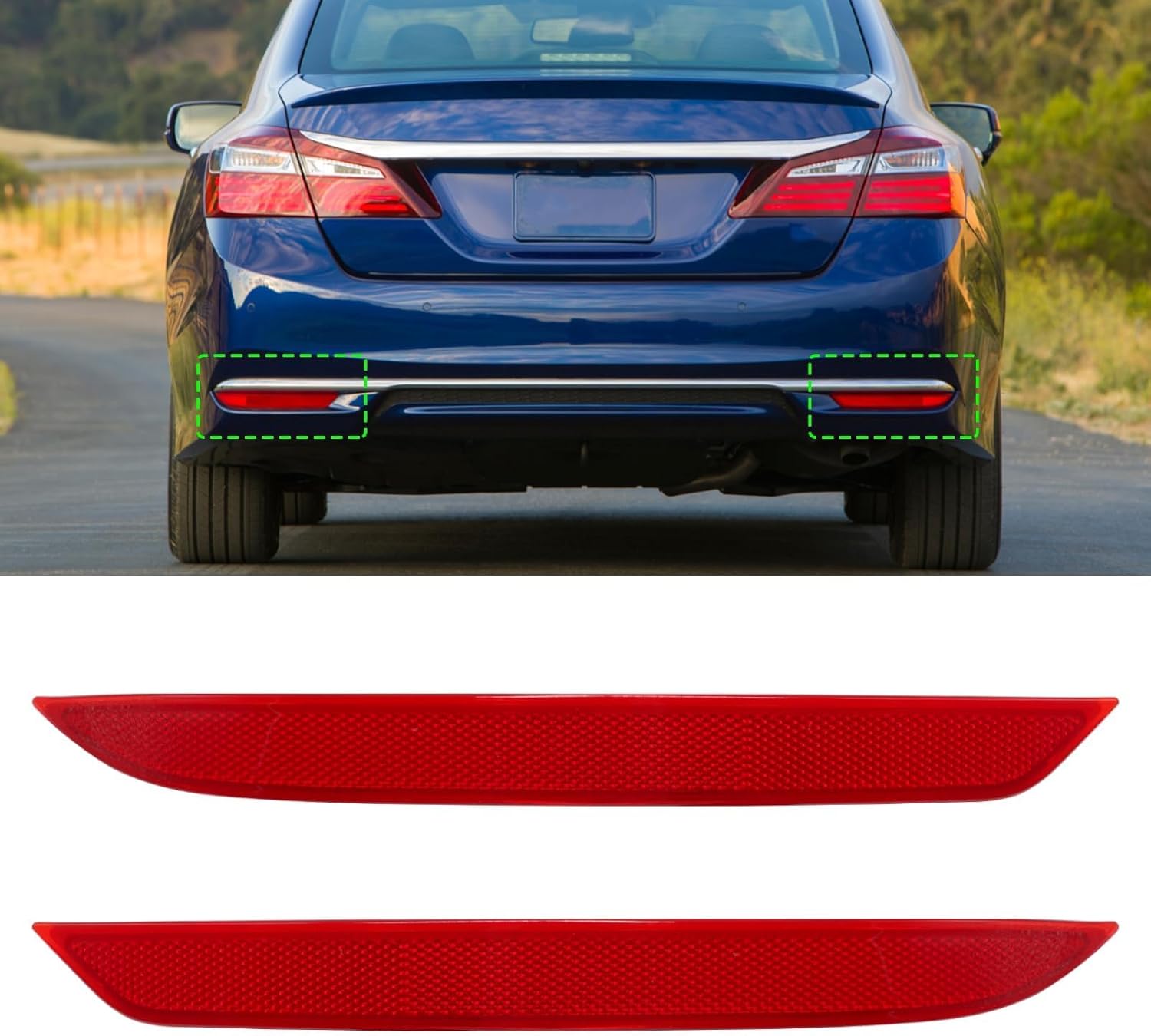 Compatible with Honda Accord Rear Bumper Reflectors 2016-2017,Left Driver & Right Passenger Side Rear Bumper Red Marker Trims,Back Reflector Light W/O Bulb Replacement for 9th Gen Accord,2PCS