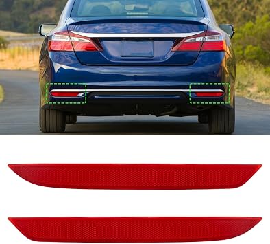 Compatible with Honda Accord Rear Bumper Reflectors 2016-2017,Left Driver & Right Passenger Side Rear Bumper Red Marker Trims,Back Reflector Light W/O Bulb Replacement for 9th Gen Accord,2PCS