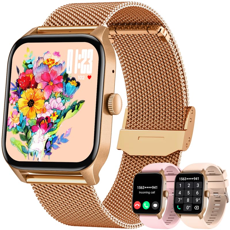 Orologio Smartwatch Donna Fitness Watch: 1.83' Schermo Smart Watch con Chiamate Bluetooth Risposta Vivavoce 100+ modalità Sport Frequenza Cardiaca da Polso Activity Tracker Contapassi per Android iOS