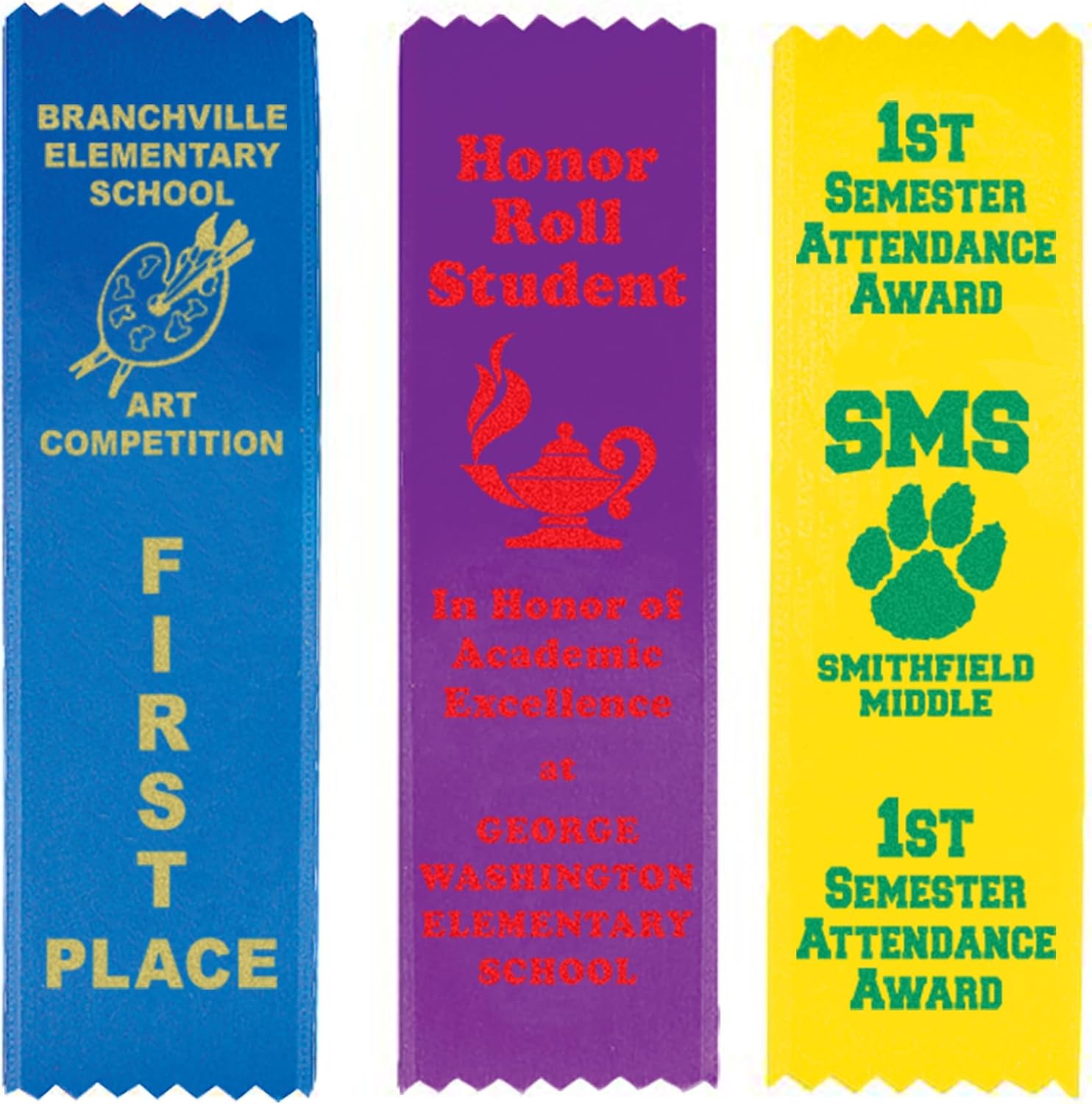 Jones School Supply - Set of 100 Custom Ribbons - Small Flat