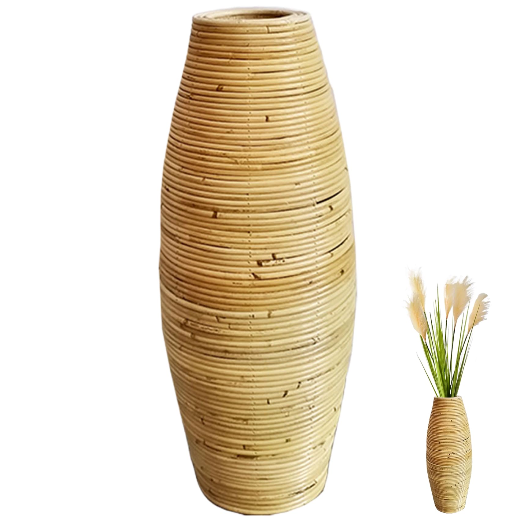 Vloervaas Van Rotan, 50 Cm Hoog, Geweven Rieten Vaas Voor Huisdecoratie
