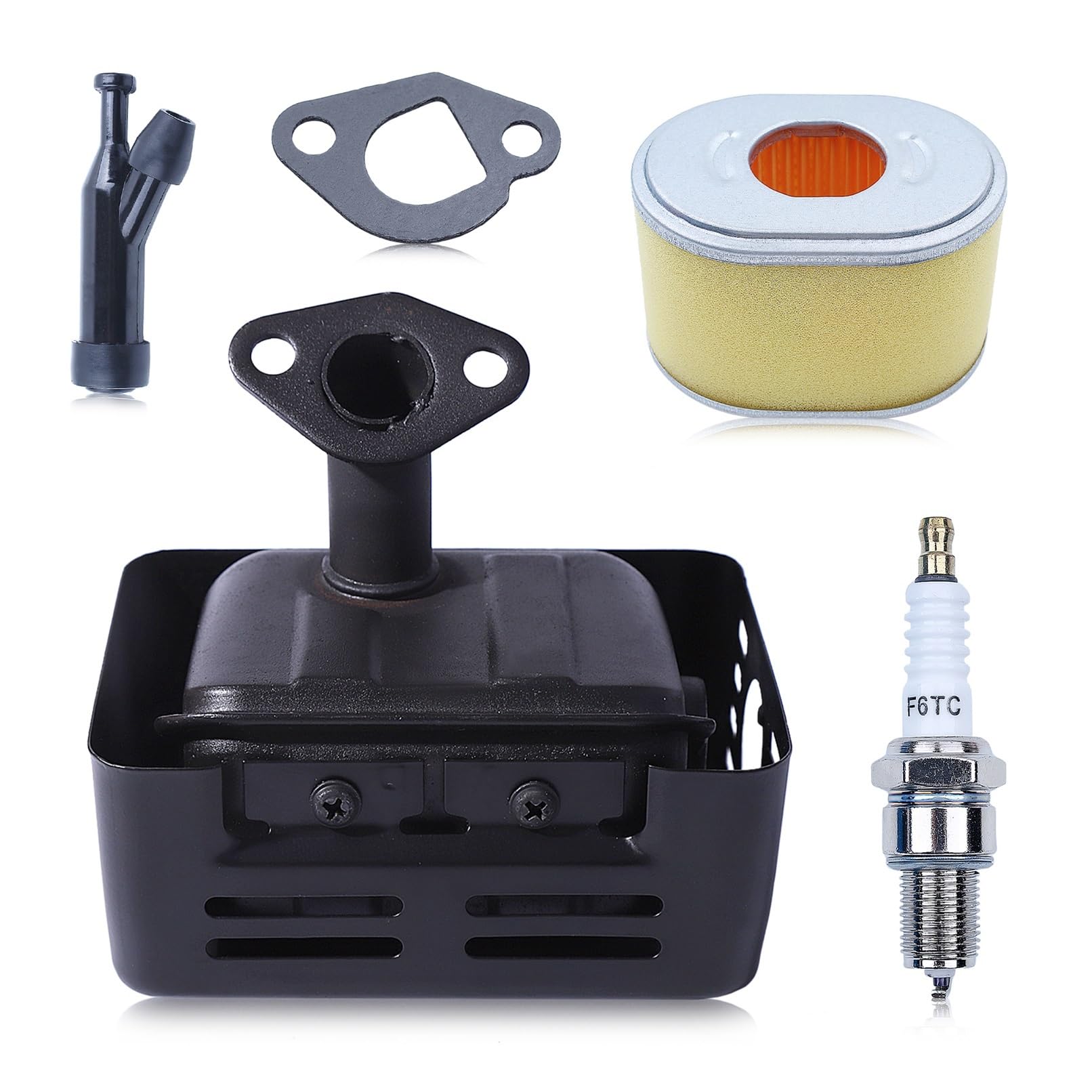 Silenciador de escape GX200 y kit de bujías para motores de 5.5 y 6.5 HP