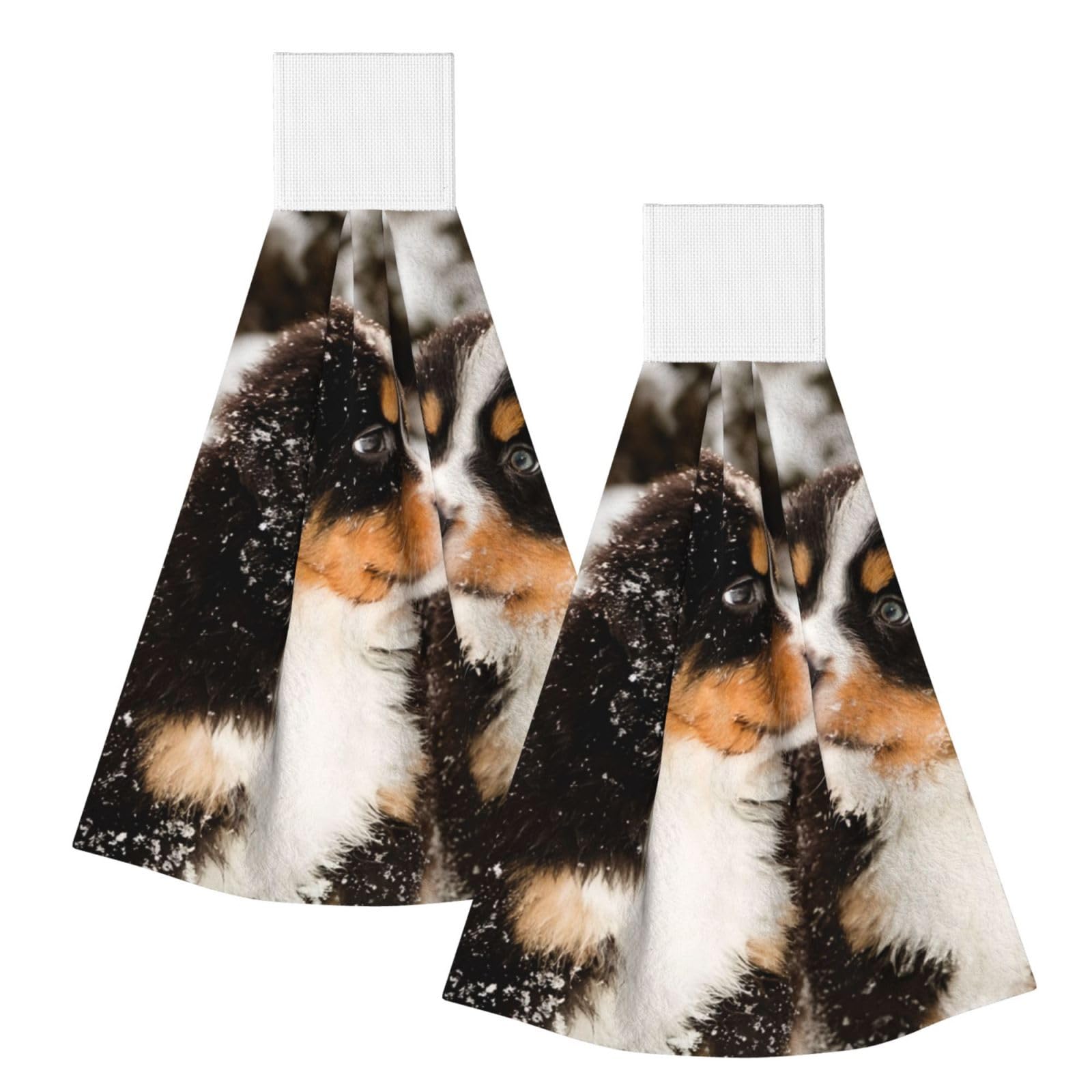 DOPKLNA Bernese Mountain Dog, 2 Pcs Hanging Coral Fiber Hand Towels for Bathroom, Absorbent Kitchen Towels