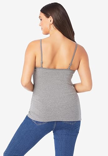 Miniatura 2 de Roamans Camiseta de tirantes elásticos para mujer de talla grande con tirantes ajustables camiseta sin mangas con brasier integrado