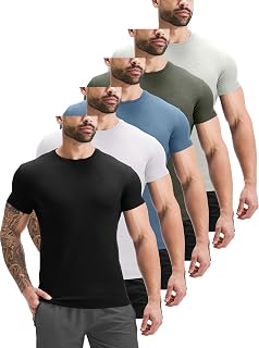 GYM REVOLUTION Men's 5 Pack Workout Gym Muscle Fitness T Shirts