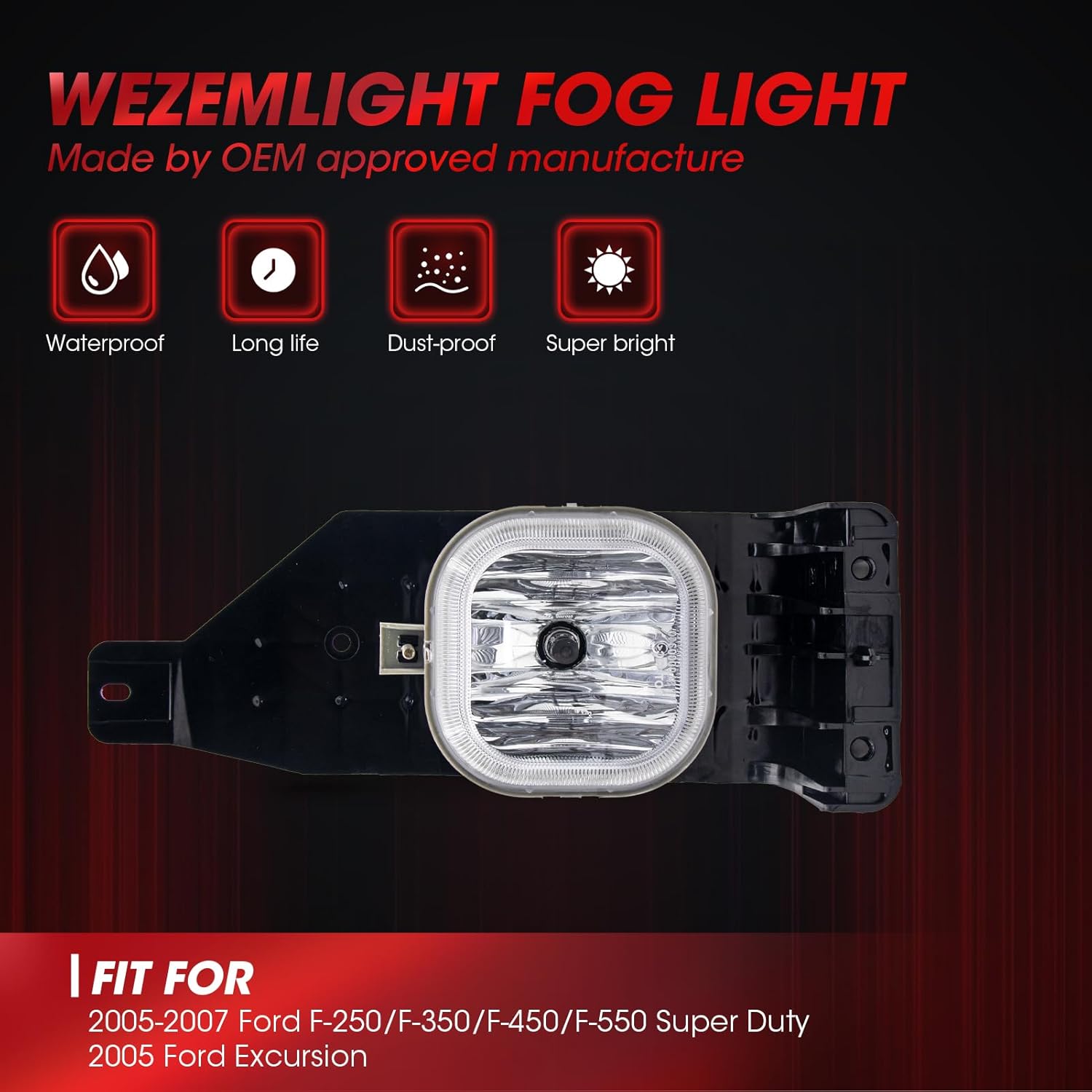 Fog Lights Assembly Replacement For 2005-2007 Ford F250/F350/F450/F550 Super Duty,2005 Ford Excursion With H10 12V 42W 1pair(Clear Lens)