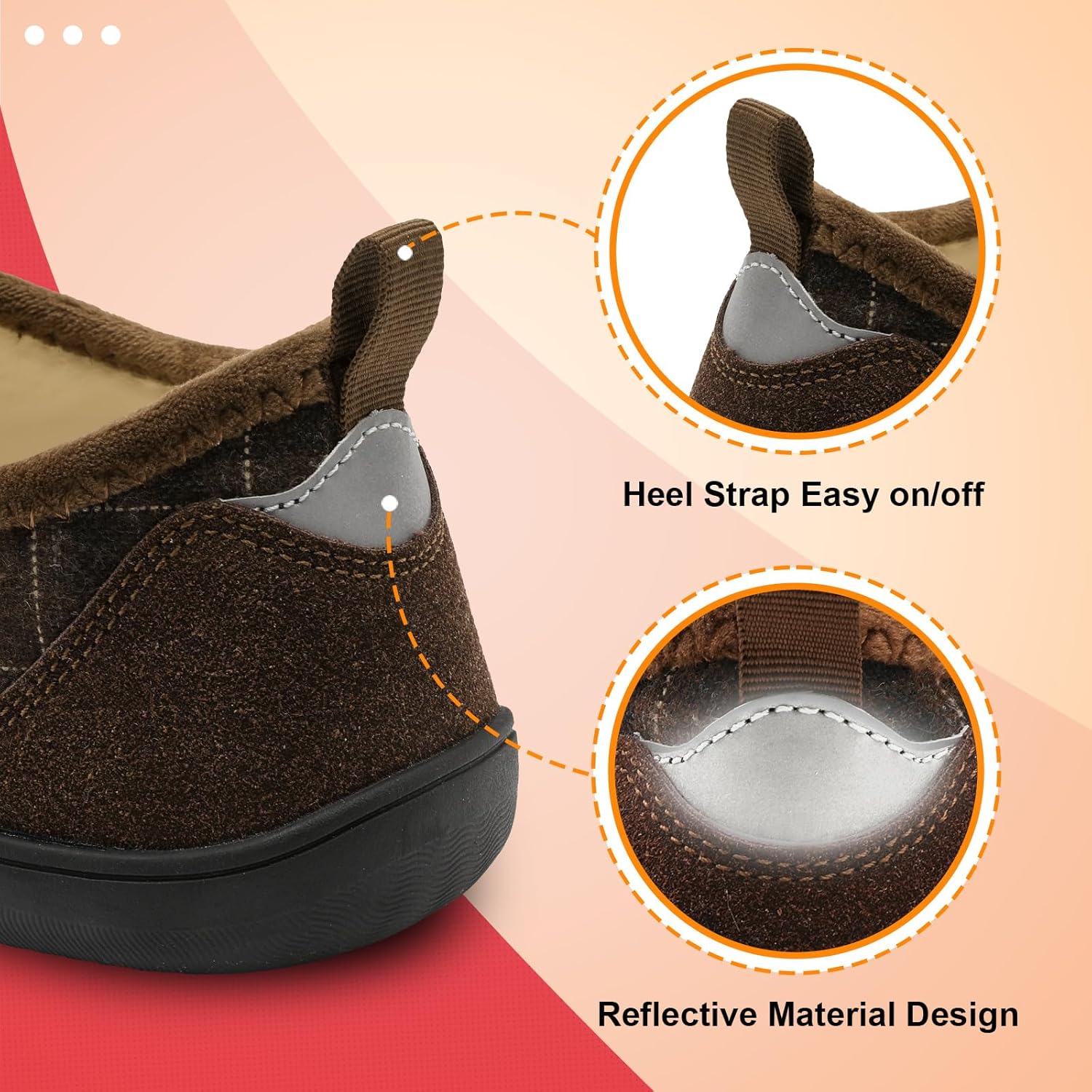 LeIsfIt Mens Slippers Wide House Shoes Adjustable Diabetic Shoes Non-slip Arthritis Swollen House Slippers Indoor Outdoor Slipper Shoe - Image 5