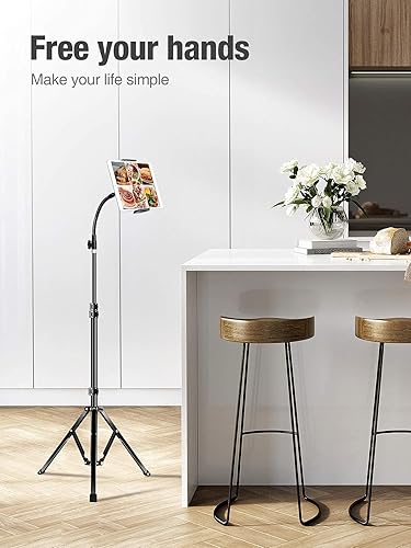 Miniatura 9 de elitehood Soporte de trípode de metal para iPad y soporte ajustable de 72 pulgadas con cuello de cisne para tableta, soporte de piso de aluminio