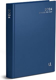 MantraRaj 2024 A4 2 Full Pages Per Day Classic Diary Appointment Year Planner Office Hardback Desk Diary Calendar Organiser For Business, Office, Home, Traveling, Organization, Appointments (Blue)