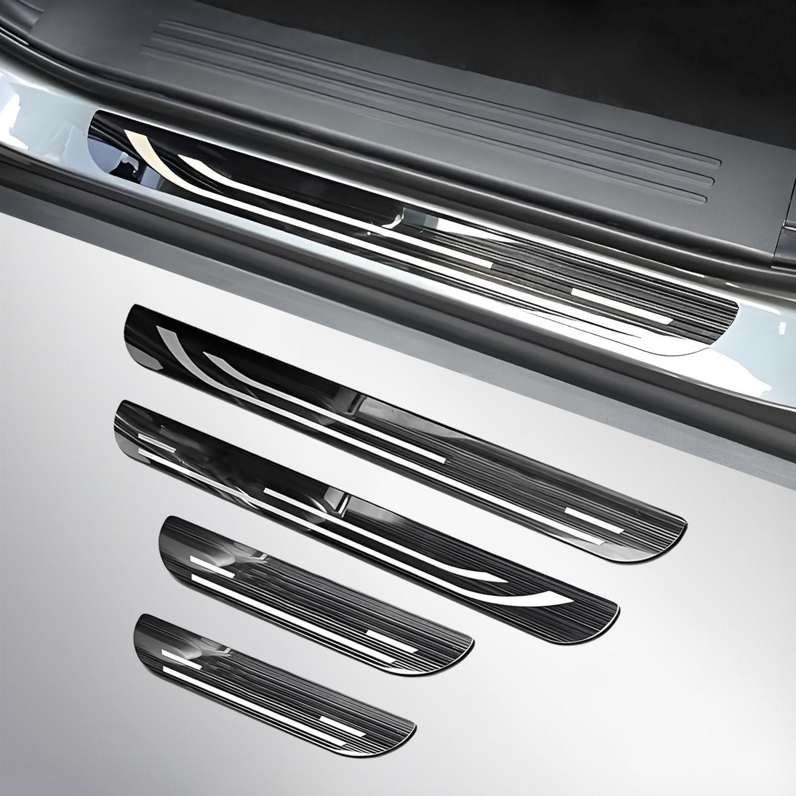 4 Pcs Door Sill Protectors for Mercedes-Benz E-Class 2025 2024 2023, Scuff Plates Stainless Steel Robust Threshold Cover Entry Guard Step Plate Trim Accessories,Black