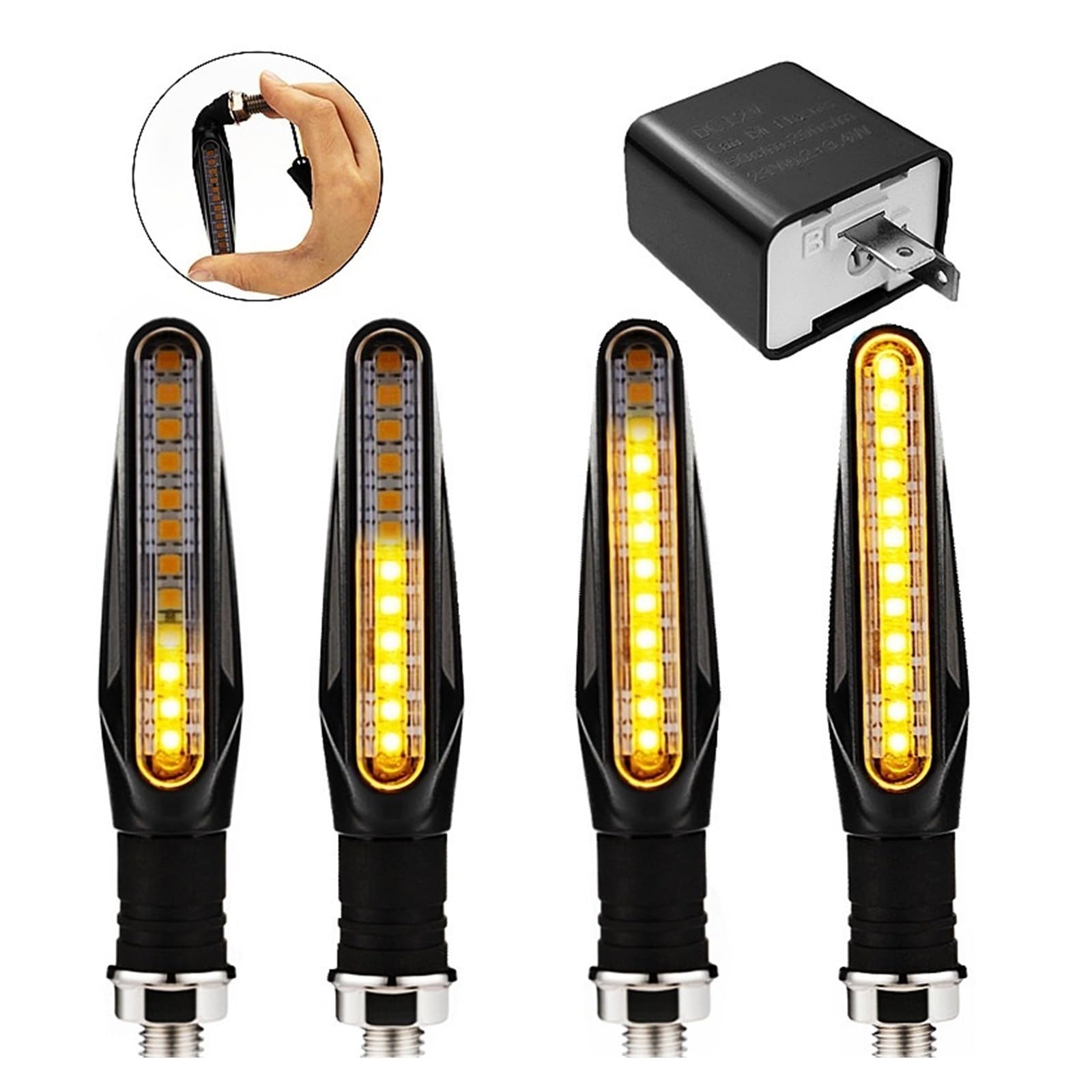 Luces Intermitentes para Motocicleta, relé Incorporado, Intermitente de 12V, Led para Motocicleta, Accesorios de lámpara de Giro para Moto Intermitentes Luces