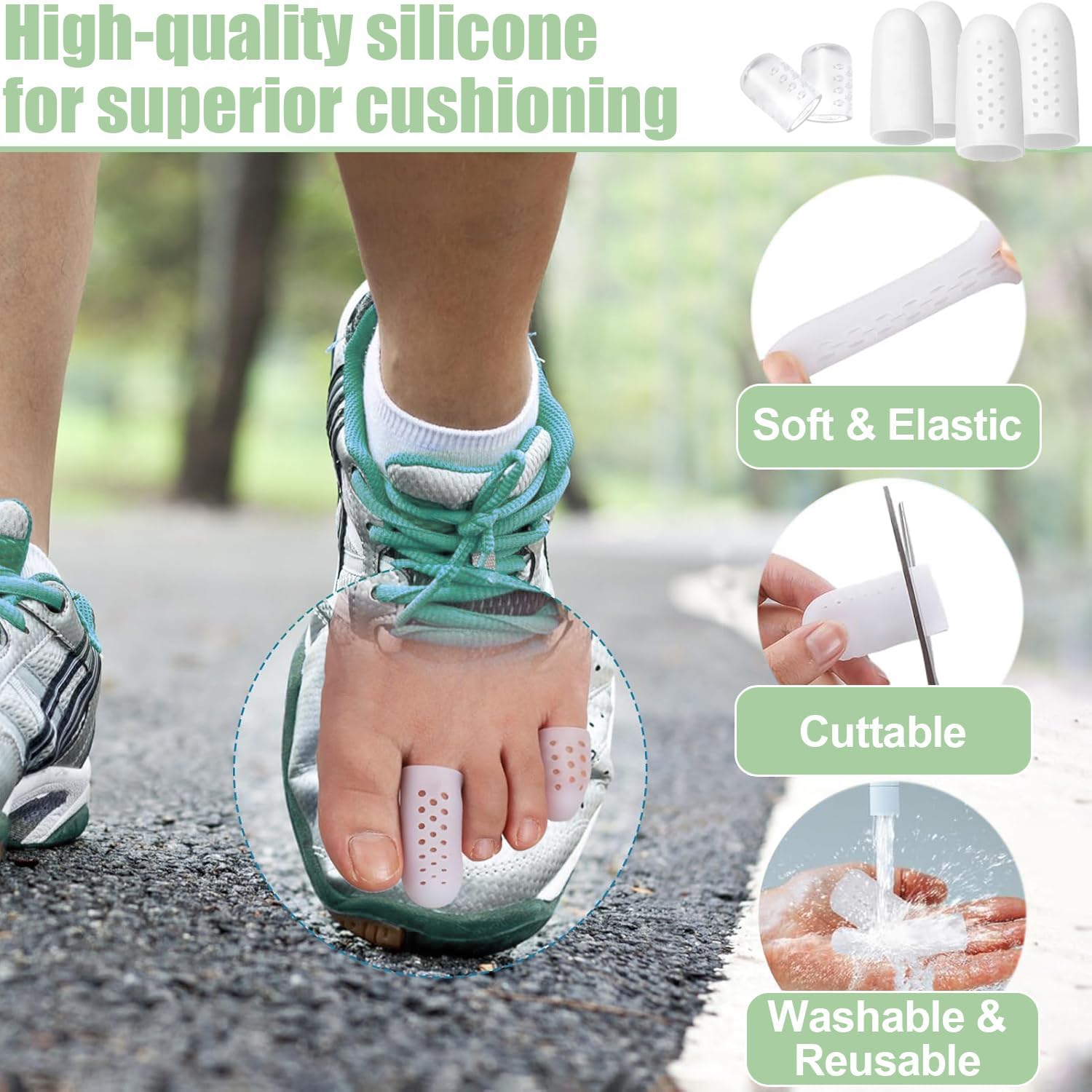 Silicone Toe Protector: Gel Anti-Friction Breathable Toe Finger Caps 30PCS Toenail Guard Covers for Women Men Foot Bunion, Corn, Blister, Pain, Callu Toenail Sleeve Pads