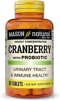 MASON NATURAL Cranberry with Probiotic, 2 Month Supply, Highly Concentrated, Supports Normal Immune Health & Urinary System, 60 Tablets