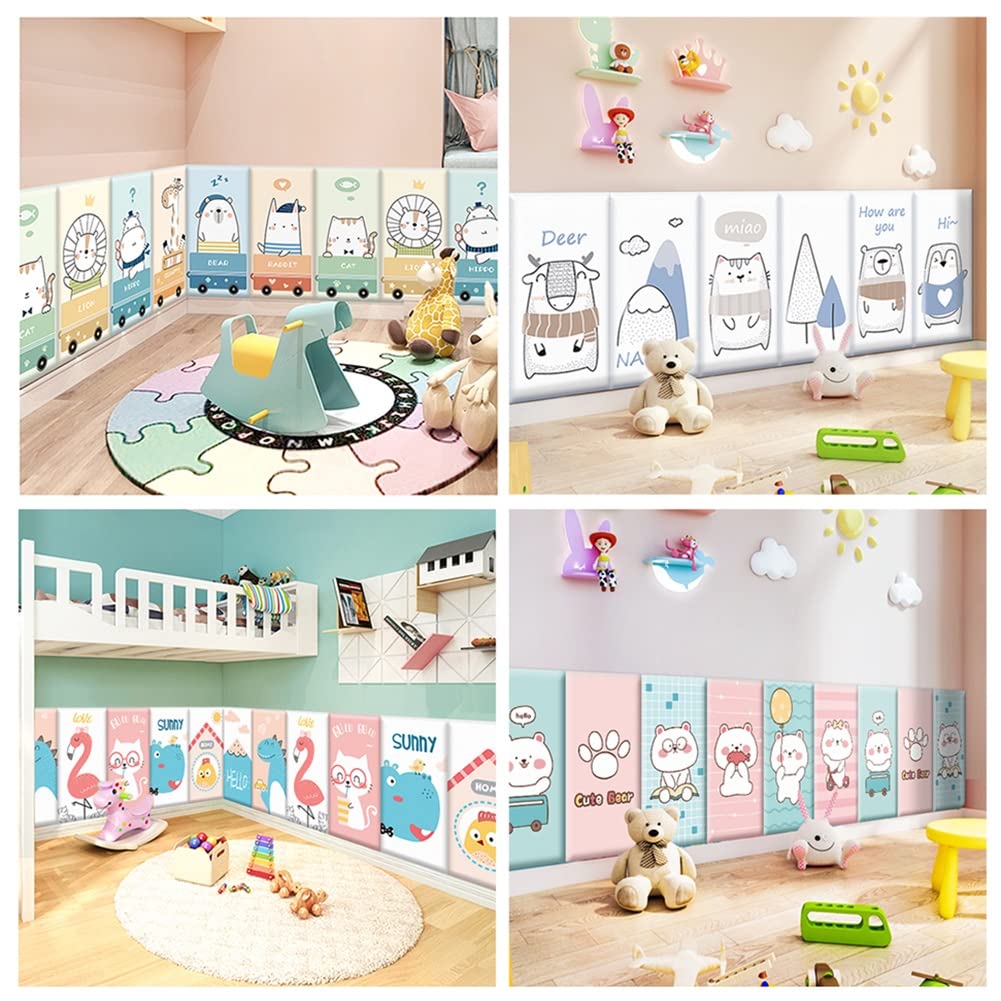HUAHUA Stickers Muraux Autocollants Muraux 3D Auto-adhésifs Anti-Collision pour Chambre d'enfant, Emballage Souple, Panneau Mural PU Imperméable Et Facile À Nettoyer, 7 Pièces