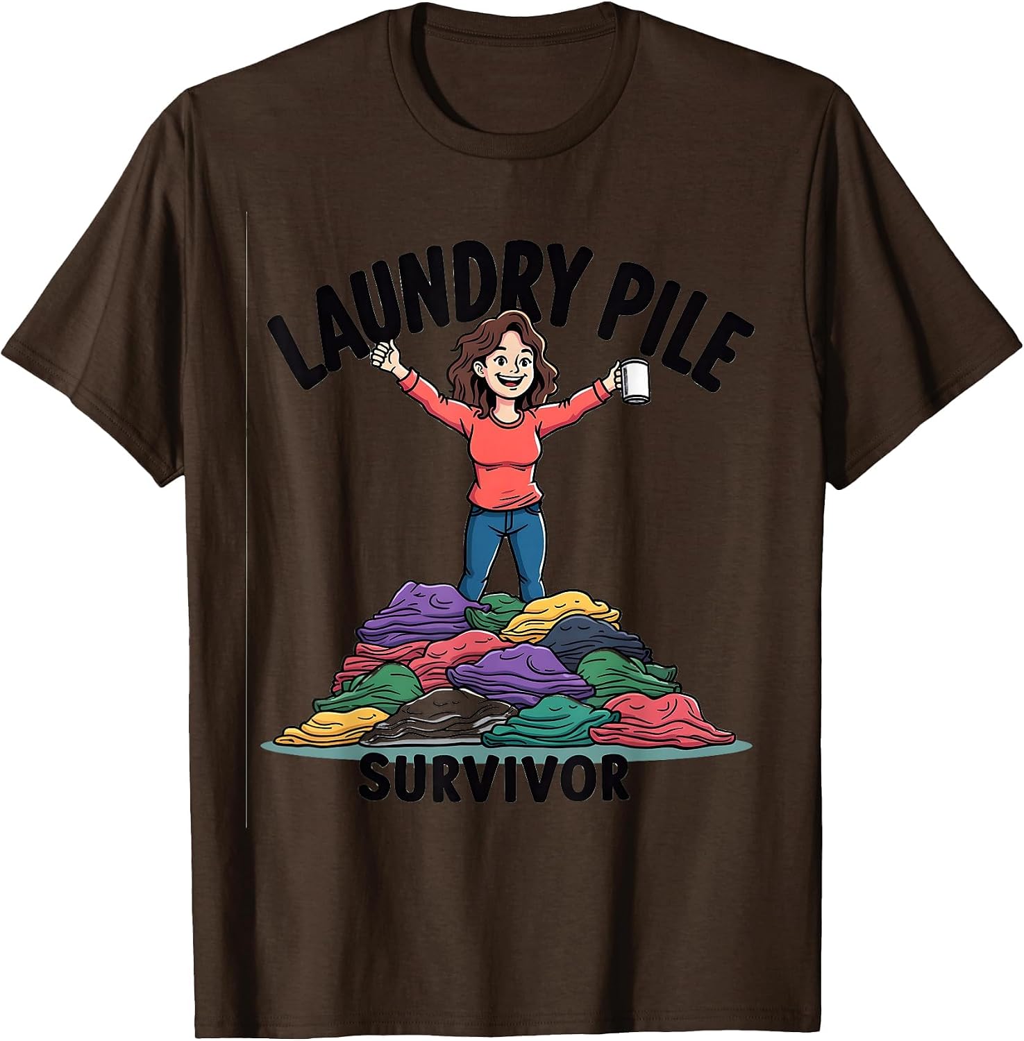 Laundry Pile Survivor Funny Mom Design T-Shirt