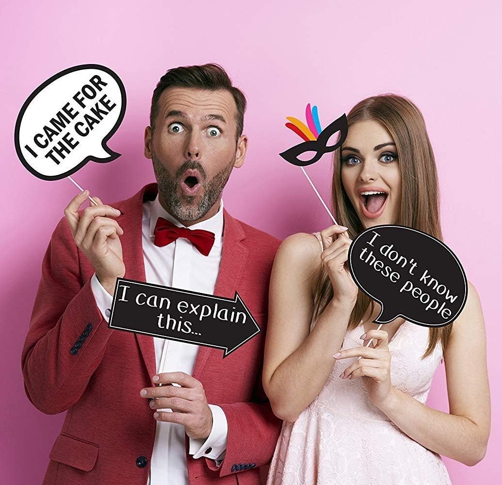 Funny Birthday Photo Booth Props - 47 Pieces - 21st - 30th - 40th - 50th - 60th - 70th - 80th - 90th - Birthday Party Supplies, Decorations and Favors Multi Color