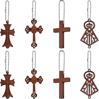 20Pcs/40Pcs Mini Wooden Crosses Charms Cruz De Madera Pocket Cross Keychain Pendant for Bible Baptism Easter Rosary Supplies